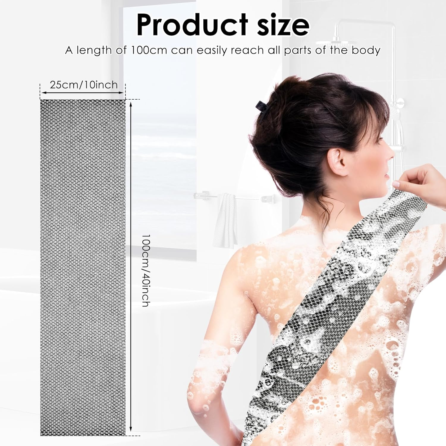 Awobepl 2 Pcs Portable Body Scrubber Polyester Exfoliating Shower Towel Multifunctional Back Scrubber for Men Women Sensitive Skin