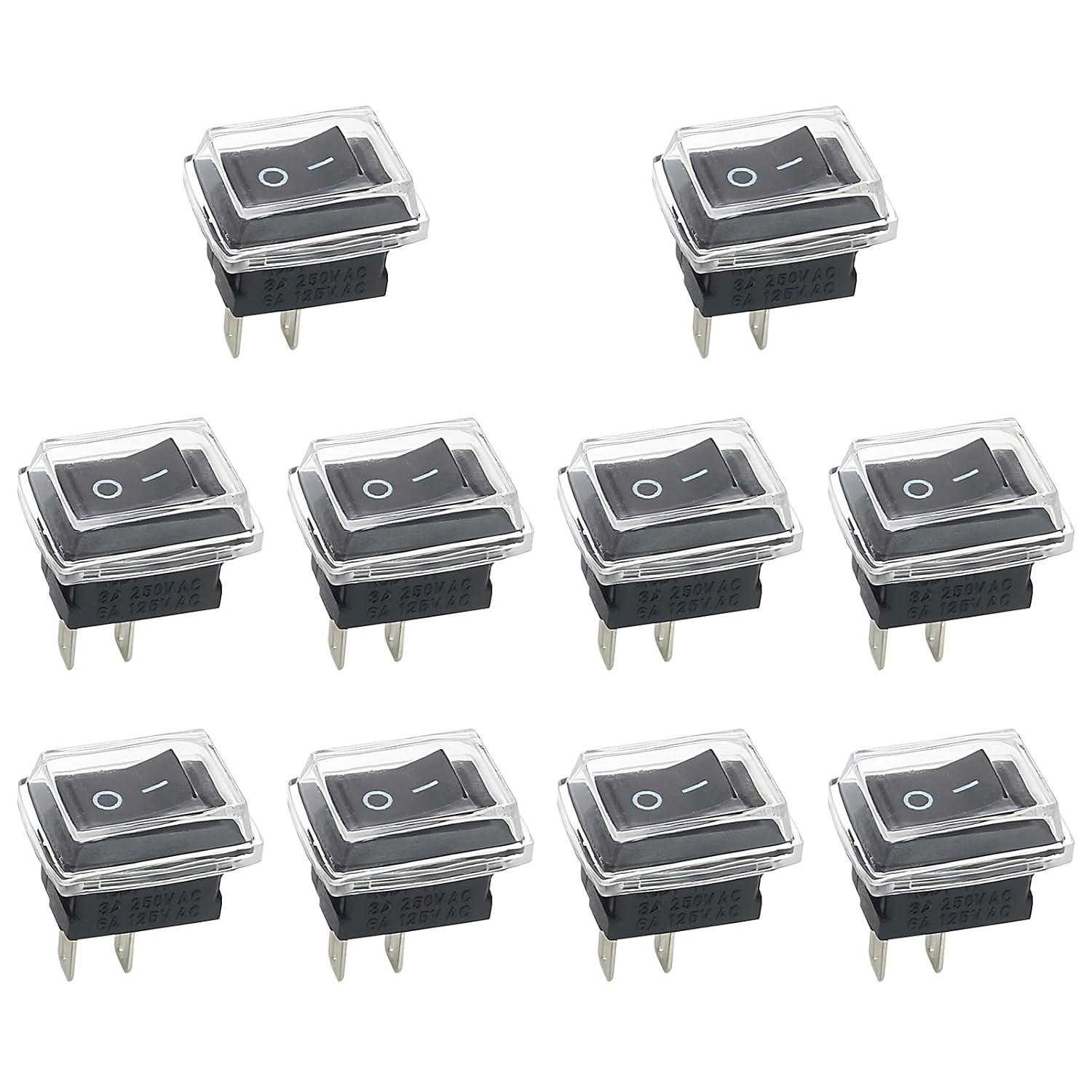 Qioon 10 Sets Mini On/Off Rocker Switch 12V, 2 Pin, 2 Position Toggle Switch with Protective Cover for Car, Boat, and Household Appliances (Black) image number 6