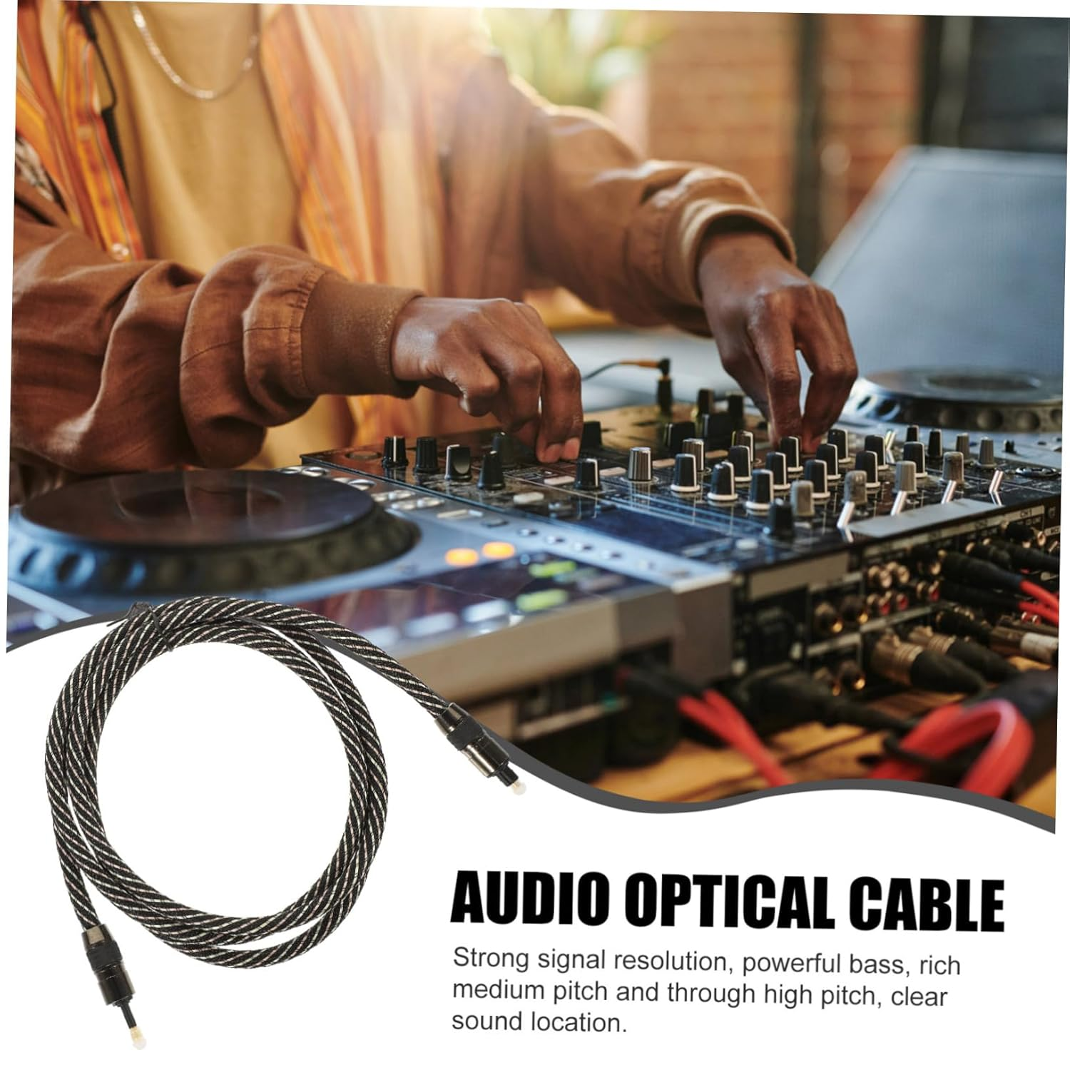 Optical Audio Cable to round Fiber Optic Wire for Home Theater Sound Bar with Stable Signal Transmission and Woven Protection image number 4