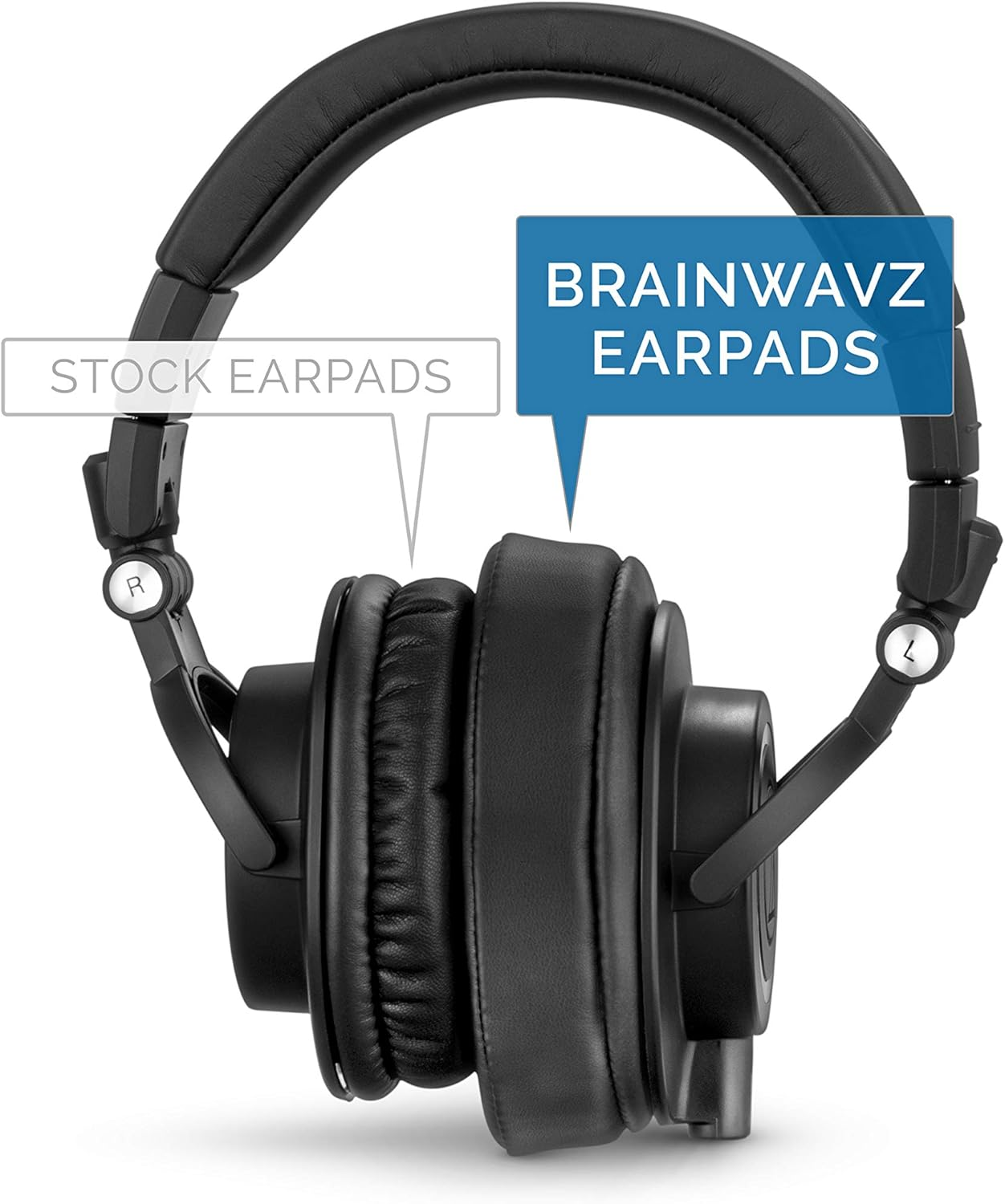 (Black) - Brainwavz Earpads for ATH M50X, M50XBT, M40X, M30X, Hyperx, SHURE, Turtle Beach, AKG, ATH, Philips, JBL, Fostex Replacement Memory Foam Ear Pads & Fits Many Headphones (See List), Black Oval image number 1