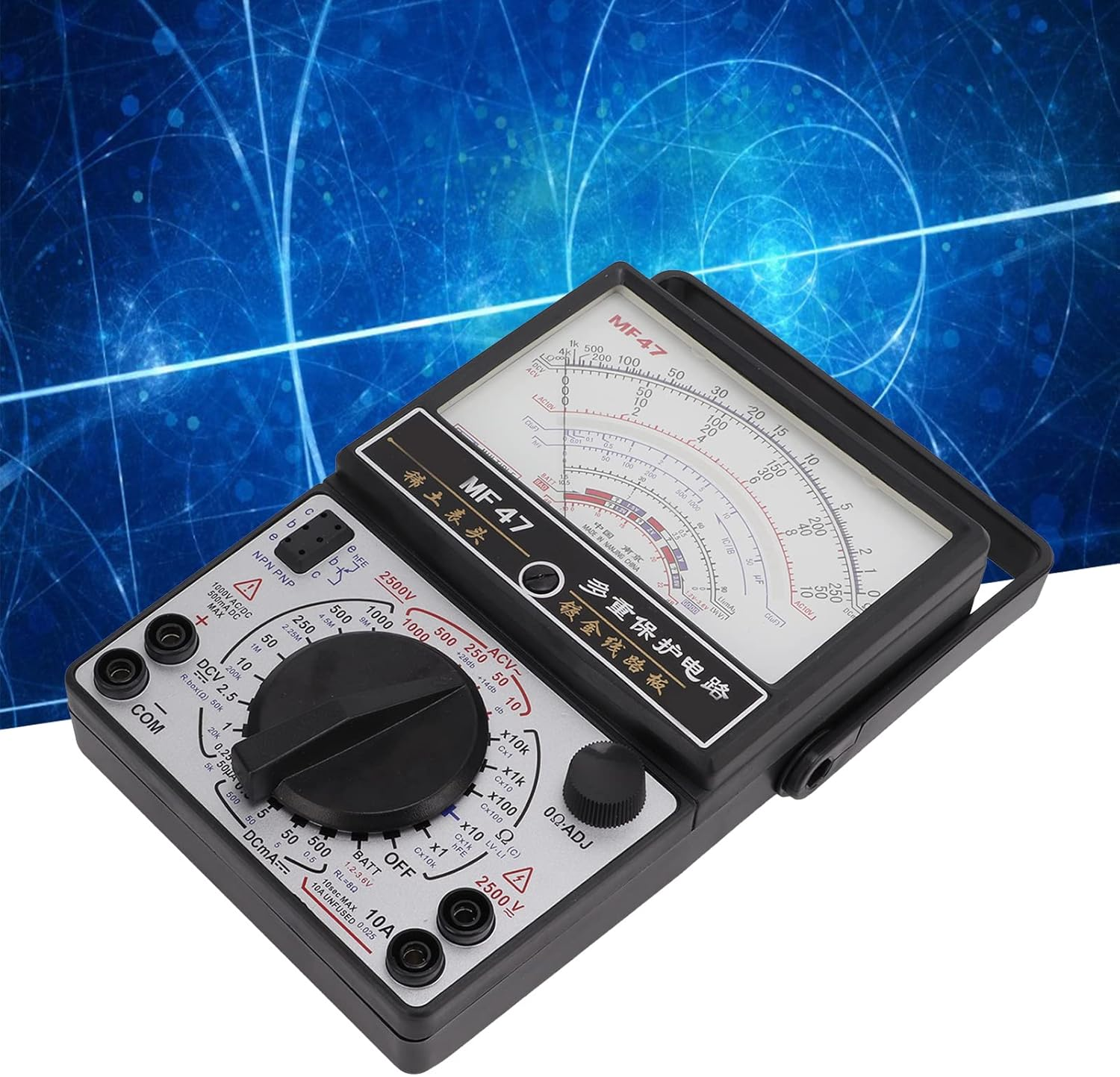 Viagasafamido Analog Multimeter, MF47 AC DC Volt Voltmeter Amp Volt Ohm Voltage Tester Meter with Test Leads image number 6