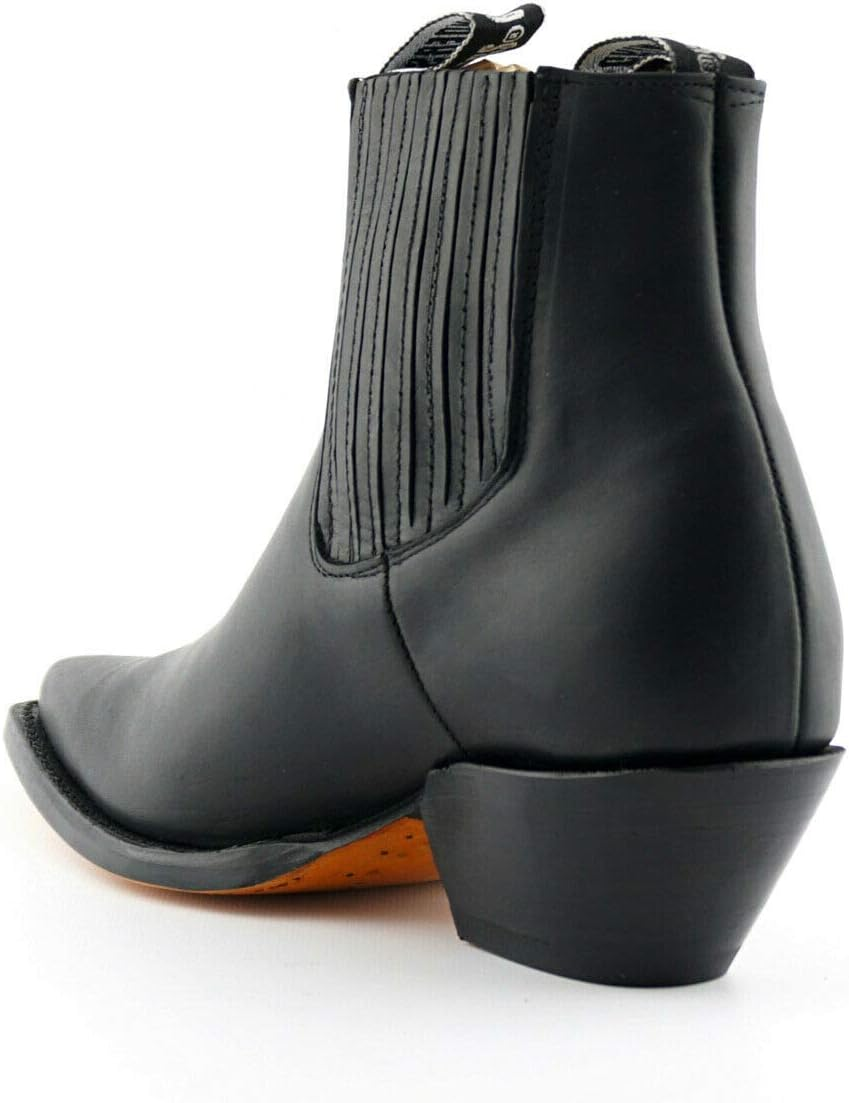 Grinders Unisex Mustang Black Leather Western Cowboy Dancing Ankle Boots 3 image number 1