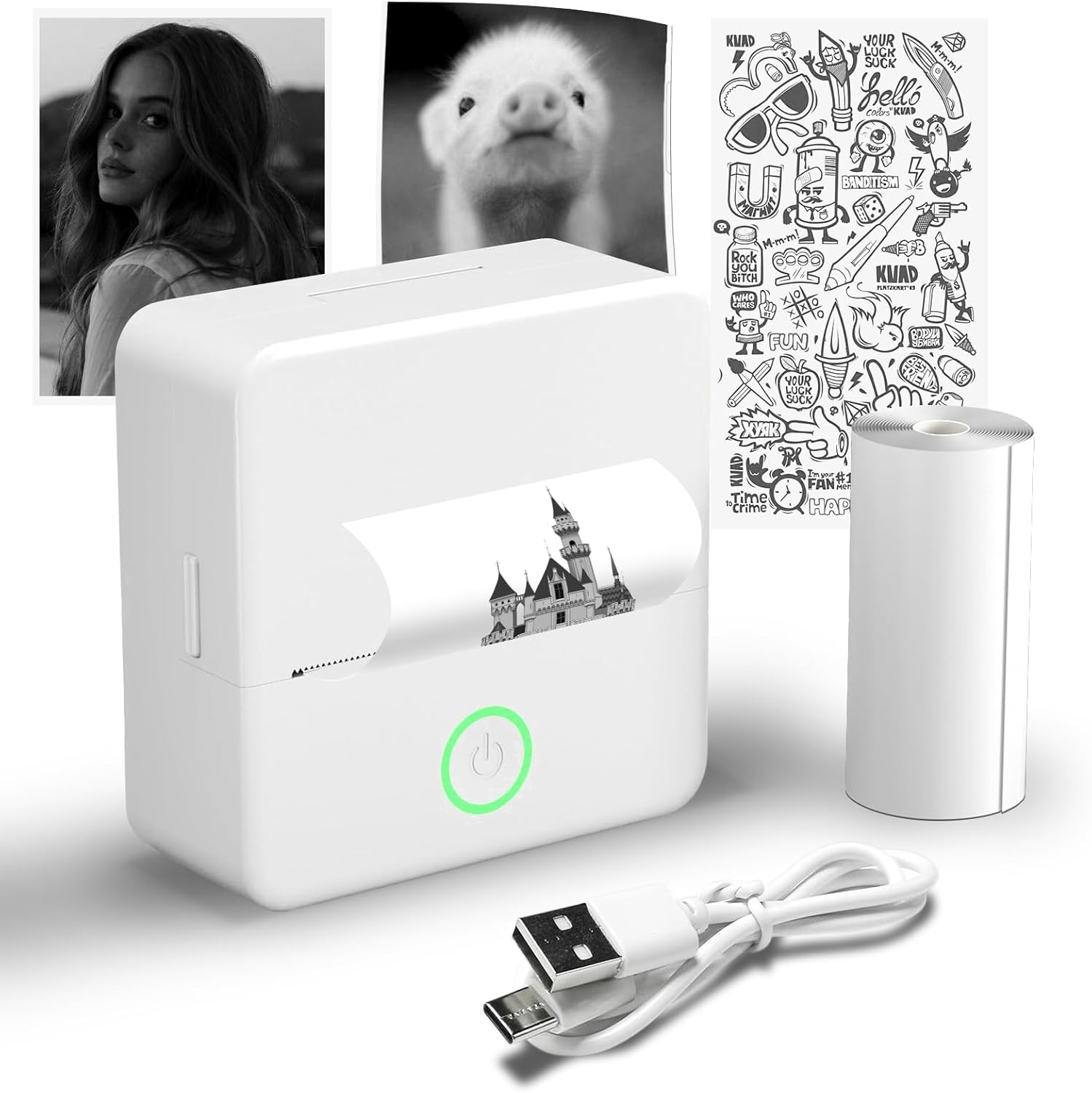 X6 Mini Thermal Printer, Portable Bluetooth Photo Printer for Phone, Wireless Sticker Printer Label Maker for Study Notes, Journal, Fun, Work, Photos, Compatible with Ios and Android image number 6