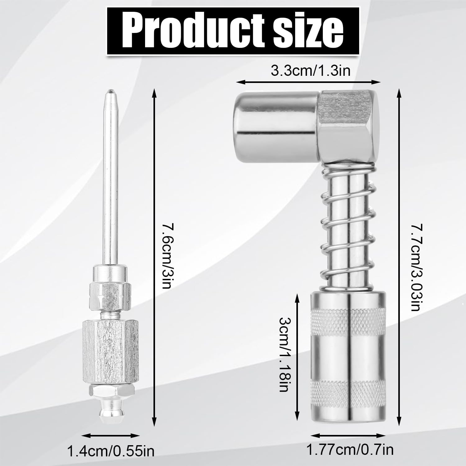 PEUTIER 90 Degree Grease Coupler Adapter and Grease Injector Needle Gun Tip, Needle Grease Gun Fitting Set Grease Needle Nozzle Dispenser for Grease Fitting Tool image number 3