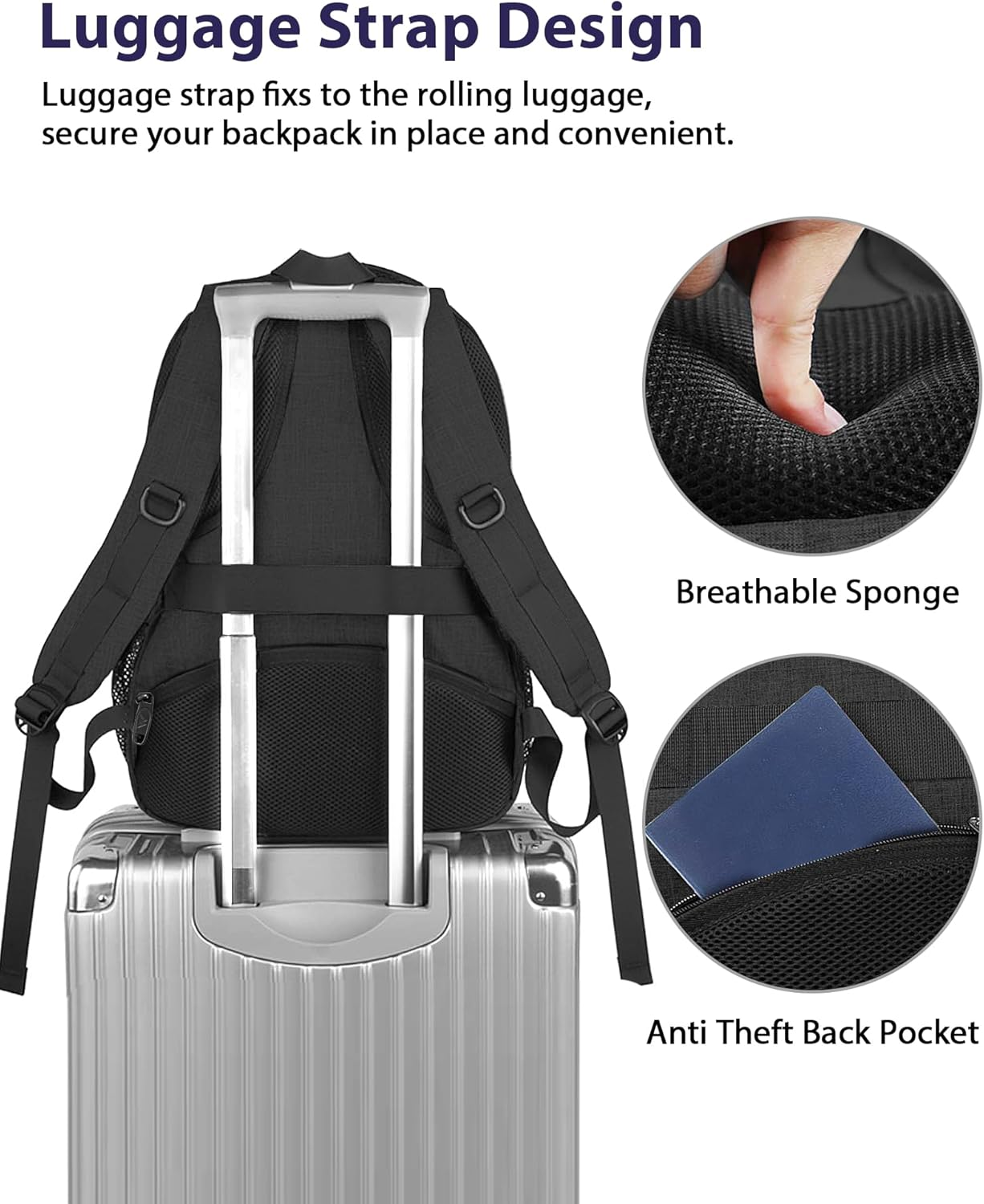 MATEIN Travel Laptop Backpack, 17 Inch Business Flight Approved Carry on Backpack, TSA Large Computer Backpack for Men Women with USB Port,Black image number 4