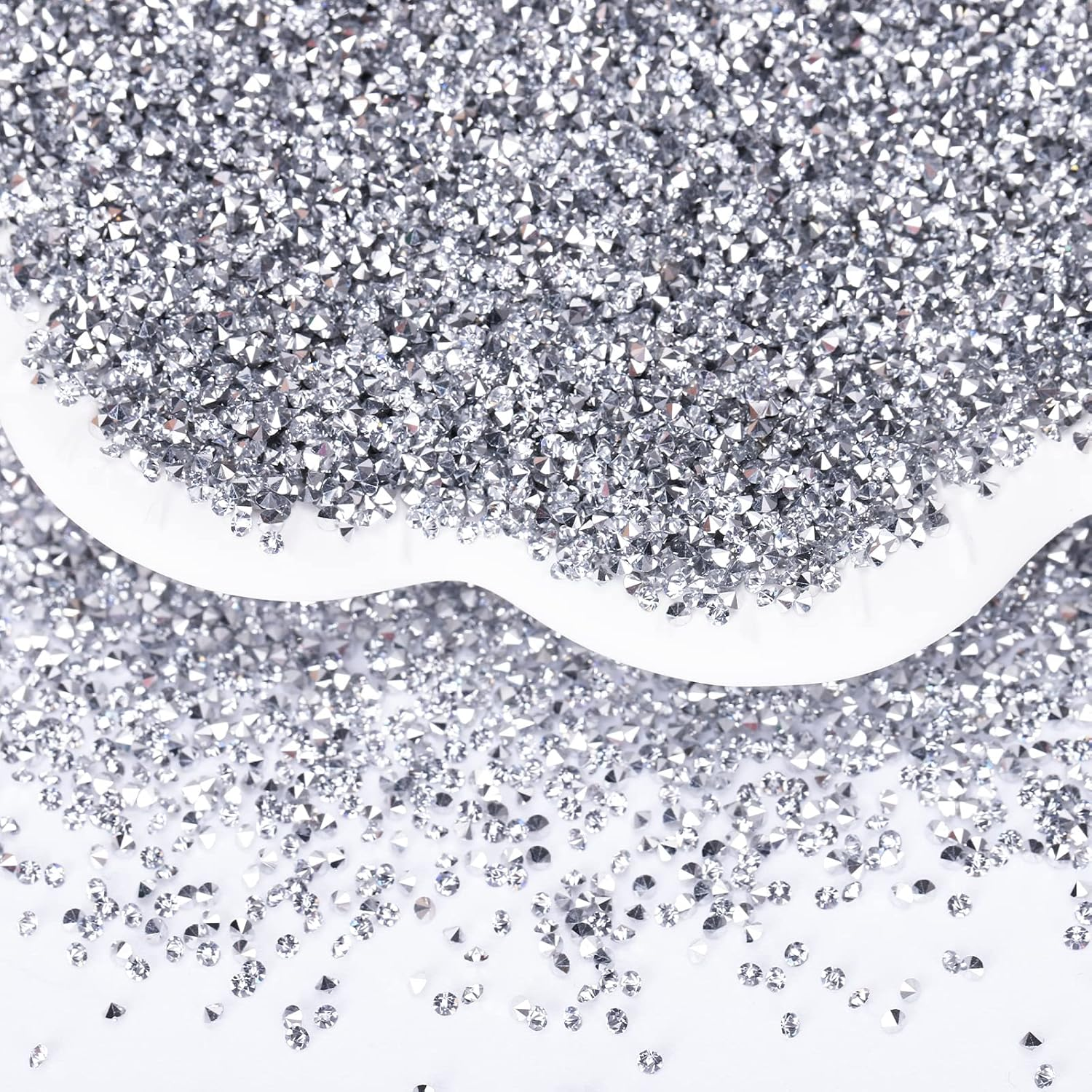 8000Pcs 1.2Mm Glass Silver Nail Art Rhinestones-Pixie Dust Nail Crystals Small Gems Stones-Micro Nail Glitter Beads Tiny Jewels Jewelry-Mini Rhinestone Little Diamonds for Acrylic Nails Charms Crafts - Hematite image number 2