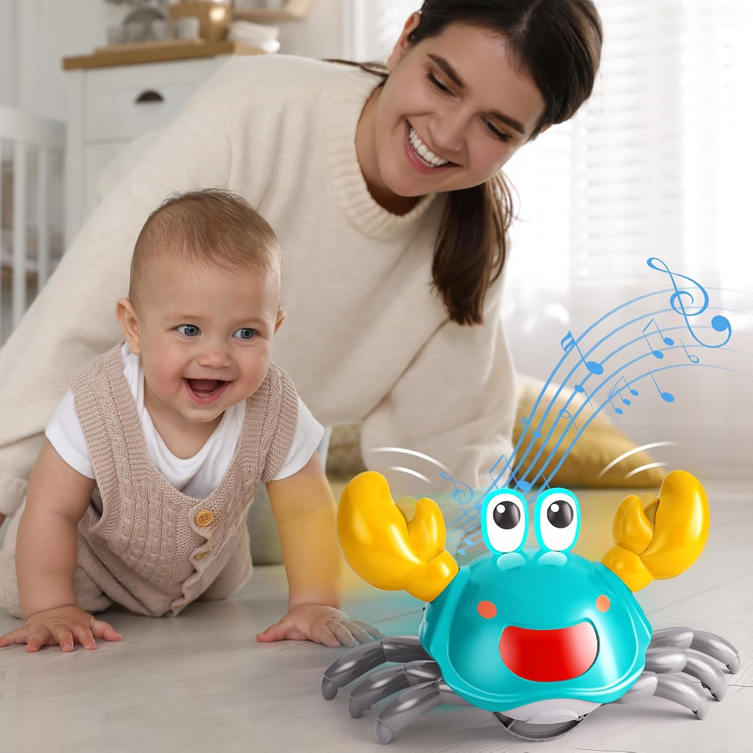 Crawling Crab Baby Toy for 36-48 Months Kids - Toddler Interactive Learning Development Toy, Sensory Walking Music and LED Light Up, Walking Dancing Moving Crab with Obstacle Avoidance image number 2