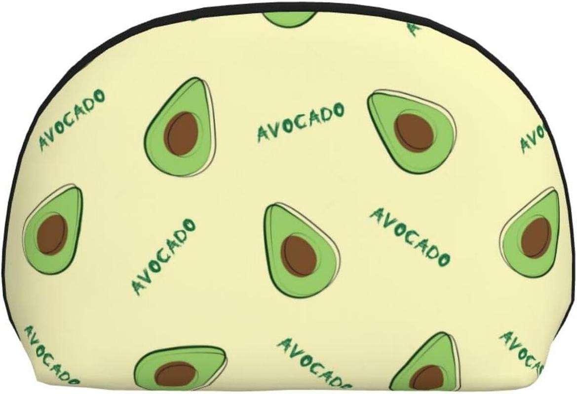 Cozimangoe Coin Pouch Makeup Bags Set, 2 Piece Shell Shape Cosmetic Bag with Pockets for Daily Travel Handbag Lipstick Keys Toiletry, Personalized Green Avocado image number 3