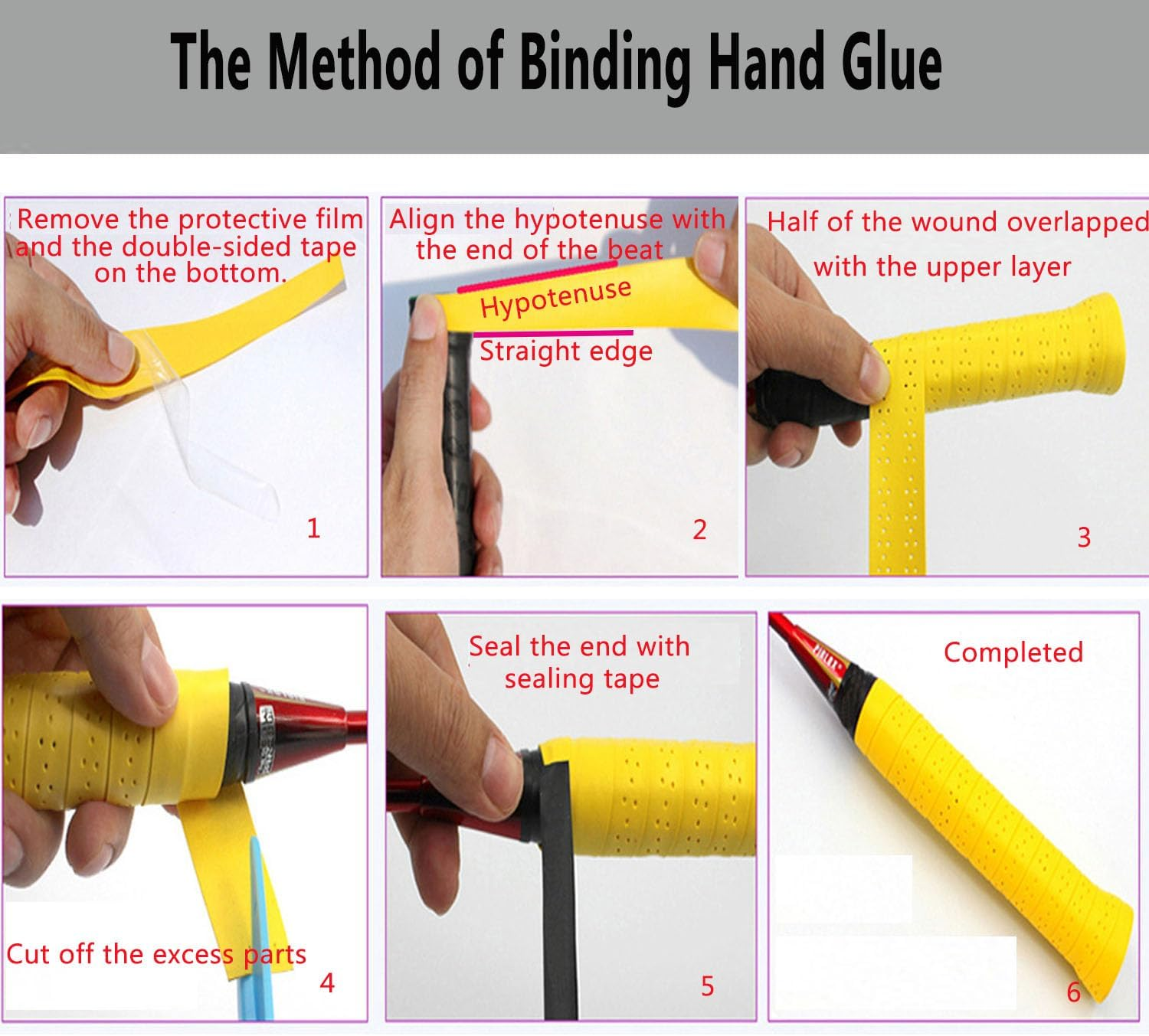 6 PCS Badminton Racket Non-Slip Strap, Tennis Badminton Racket Overgrips Tape,Grip Strap for Tennis Racket, Superabsorbent,Suitable for Tennis Racket, Tadminton Racket image number 1