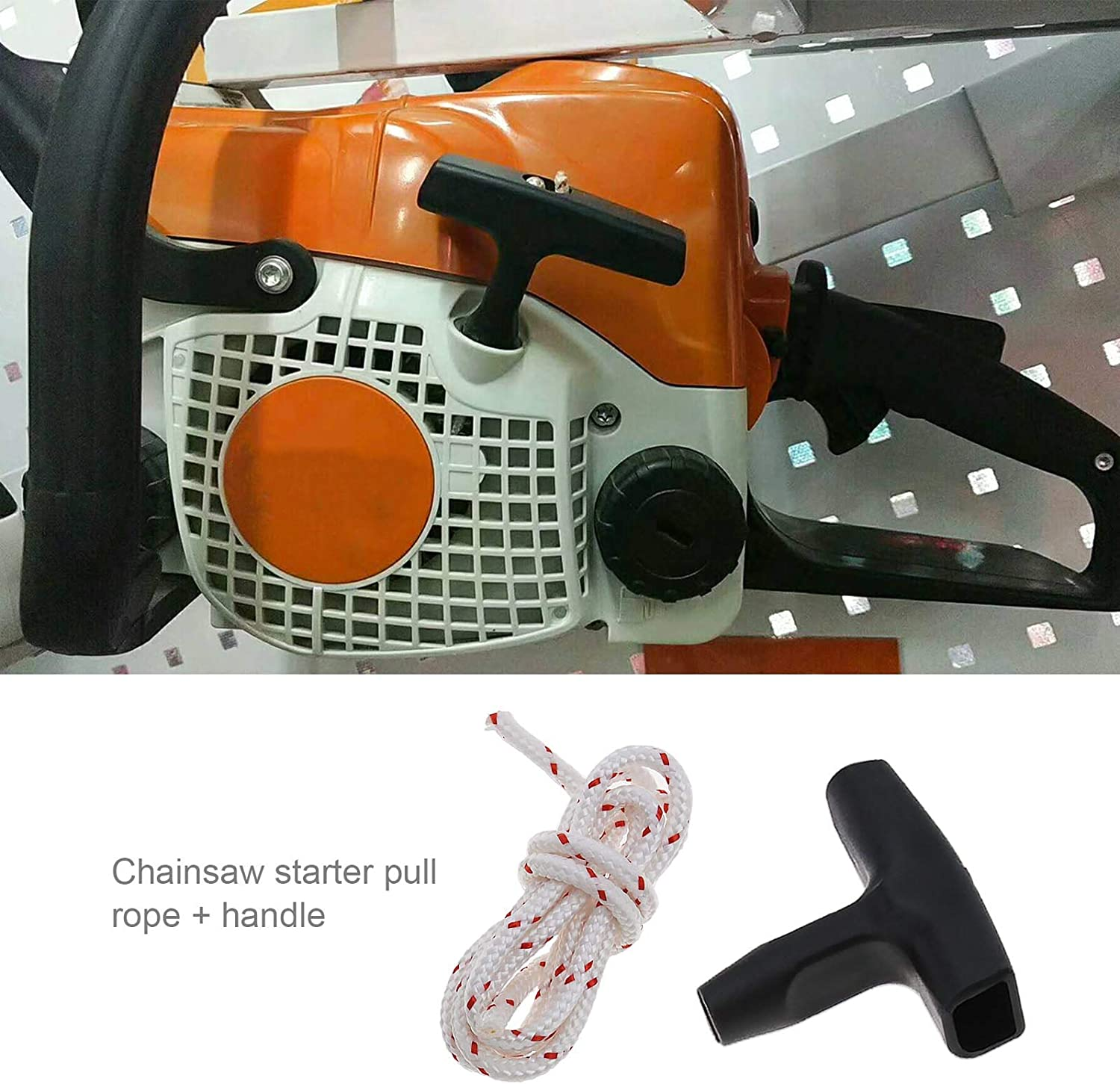 Emsea 2X Recoil Starter Handle Rope Kits, Dia 4.5Mm 1 M Pull Cords & Black Recoil Starter Grip Compatible with STIHL TS400 TS410 TS420 image number 3