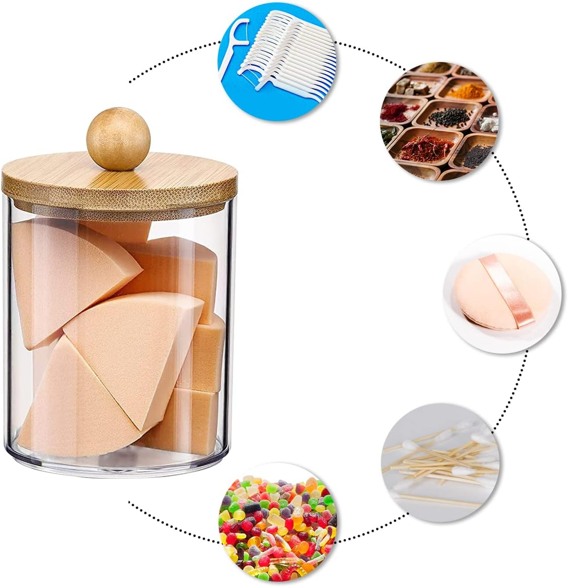 3Pcs Q-Tip Holder Dispenser, with Tray Cotton Swab Storage Dispenser, Bathroom Canisters Swab Ball Holder Dispenser for Makeup Cotton Swab image number 3