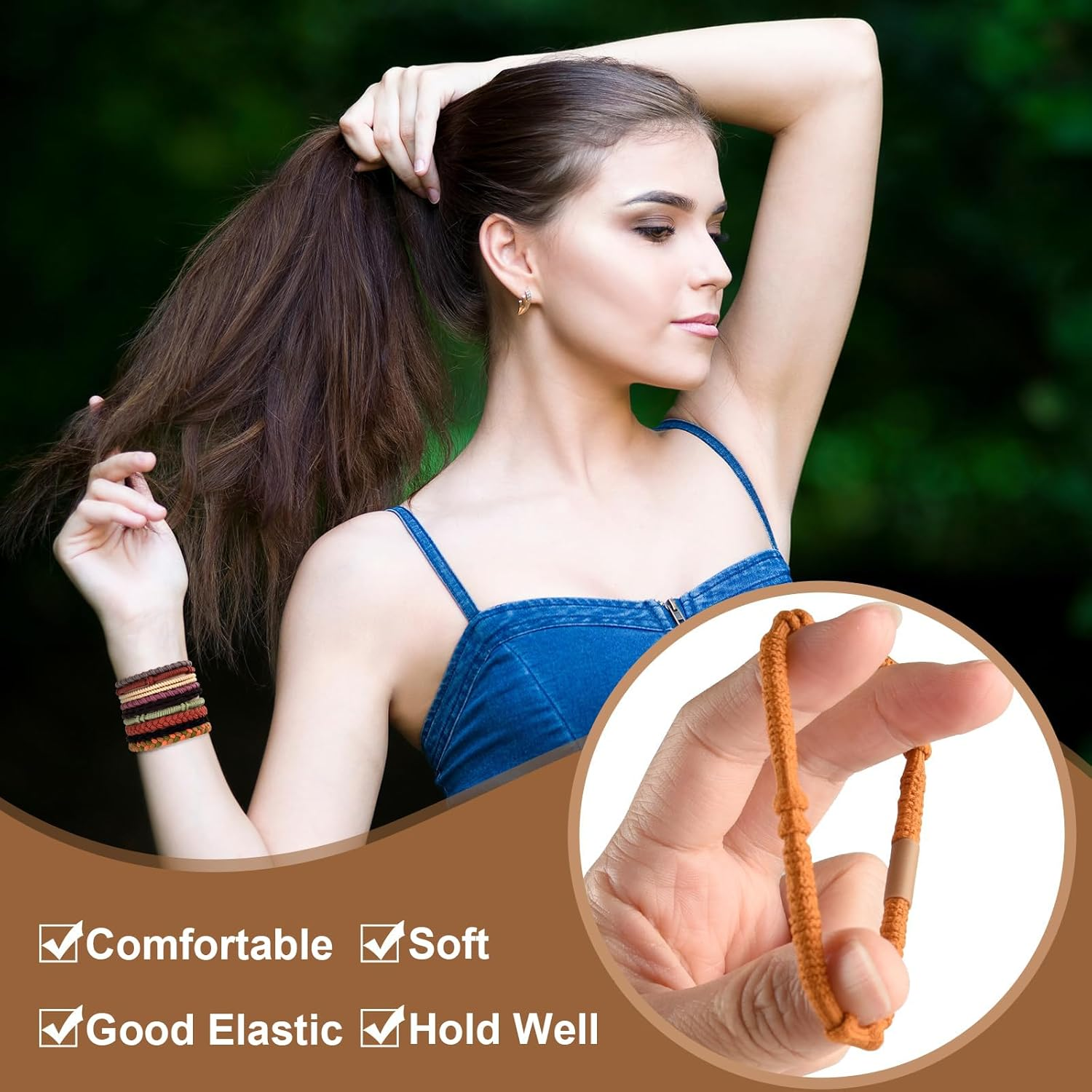 Evadollina Hair Ties Ladies, 48 Piece Hair Accessories, Hair Ties, Hair Bands, Dark Camouflage Headbands, Scrunchies, Hair Tie Bracelet, Hair Accessories Ladies, Christmas image number 1