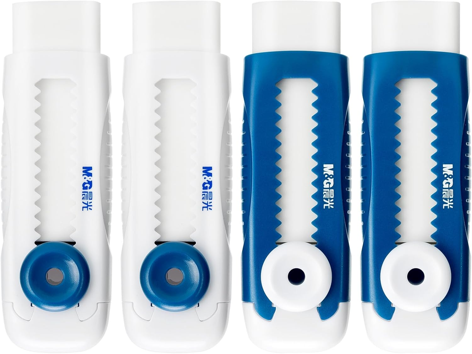 M&G 4+1 Pack Rubber Erasers Sliding Retractable Eraser, Soft Cute Erasers Push Pull Large Pencil Eraser with Plastic Sleeve 4 Refill Eraser for Students Kids, School Office Home Supplies (Green)