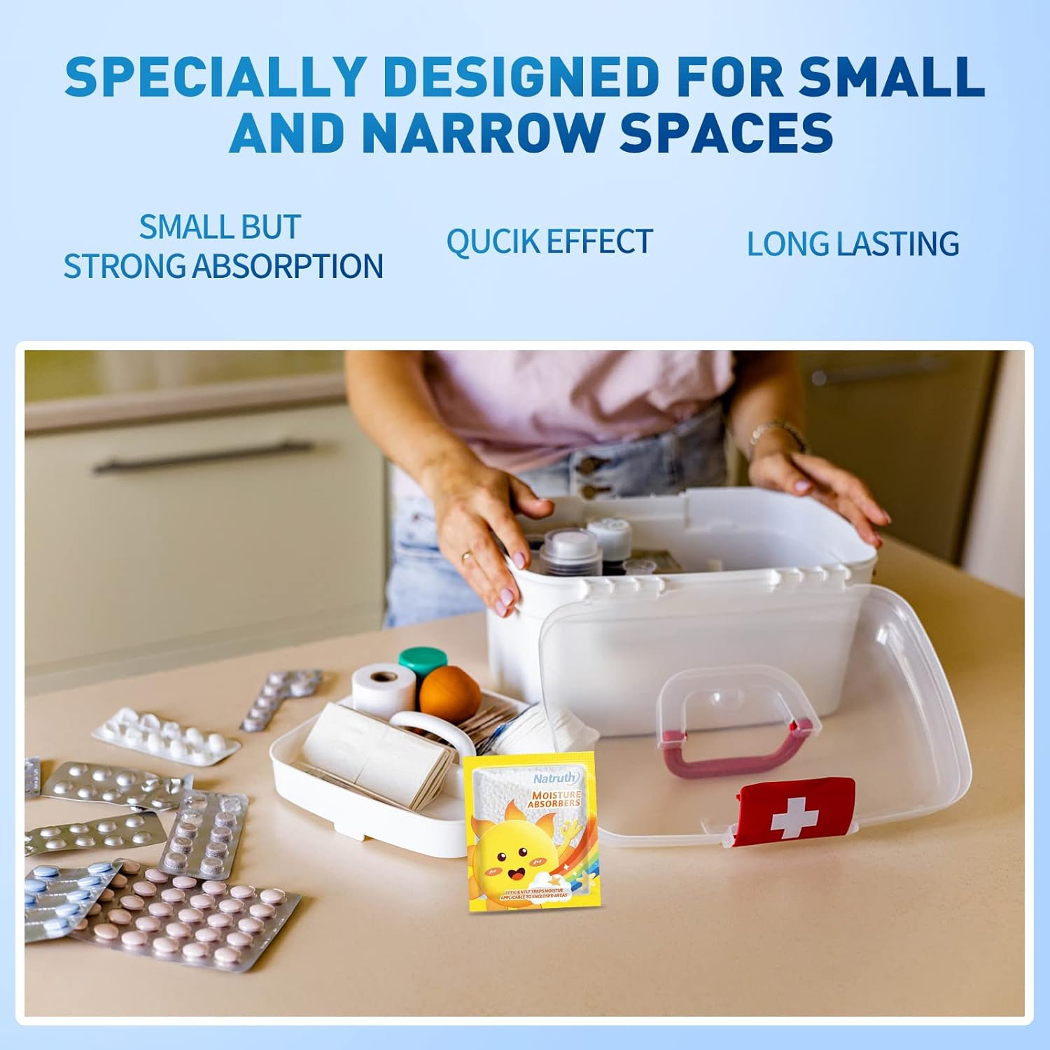 NATRUTH 12-PACK Moisture Absorber Bags &ndash; Small Dehumidifier Sachets for Drawers, Medicine Boxes, Shoe Cabinets, Closets &ndash; Compact Humidity Control Packets image number 2