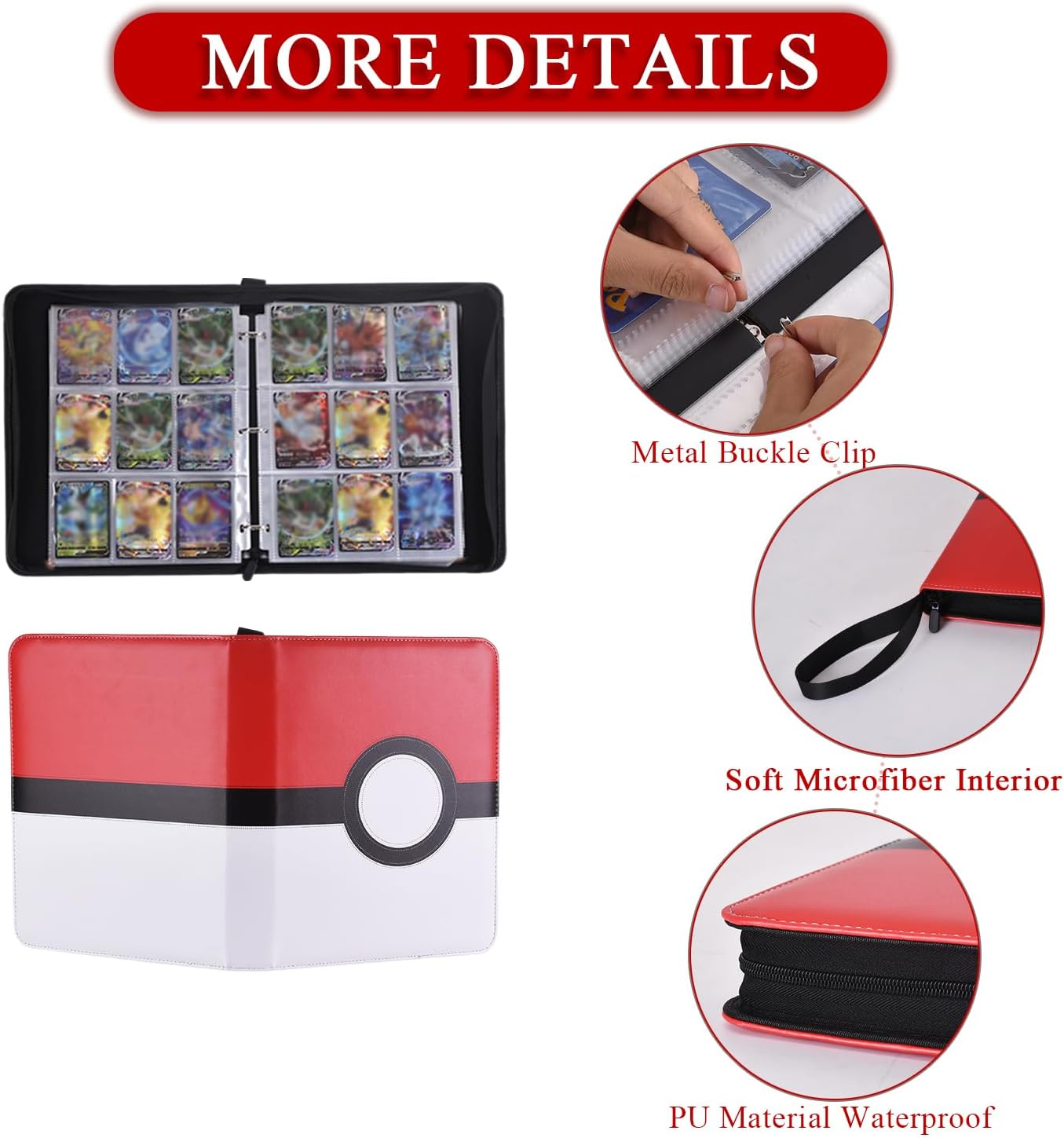 LIKHOPER Card Binder 9 Pockets, 900 Pockets Card Holder with 50 Removable Sleeves, Trading Card Collector Zipper Album Holder, Card Folder for MTG, TCG, Sports Cards