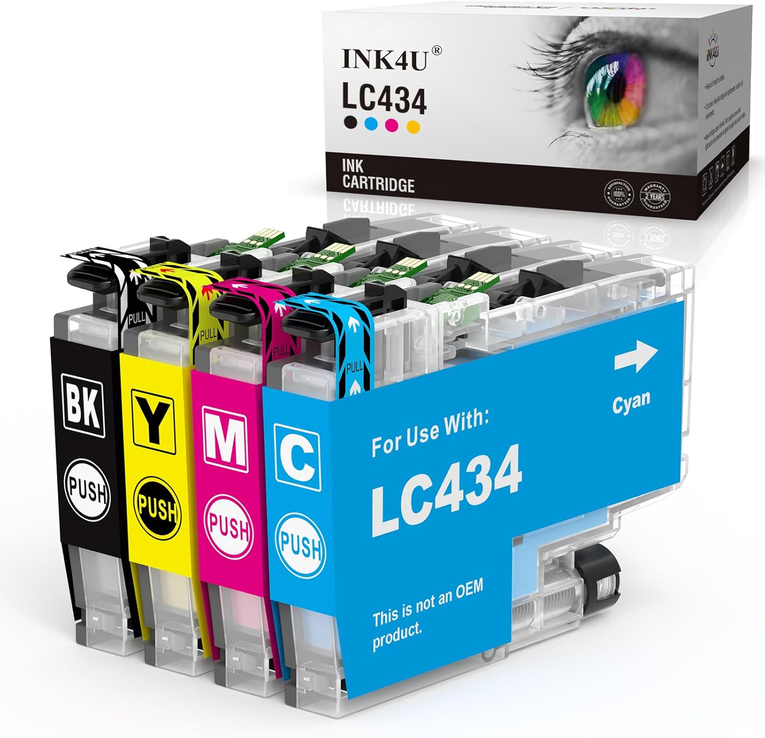 LC434 Ink Cartridges 4 Pack Compatible for Brother LC434 LC-434 LC434XL LC434BK LC434Y LC434C LC434M Use with Brother MFC-J1200DW, MFC-J1200DW XL Printer (1BK,1C,1M,1Y) image number 2