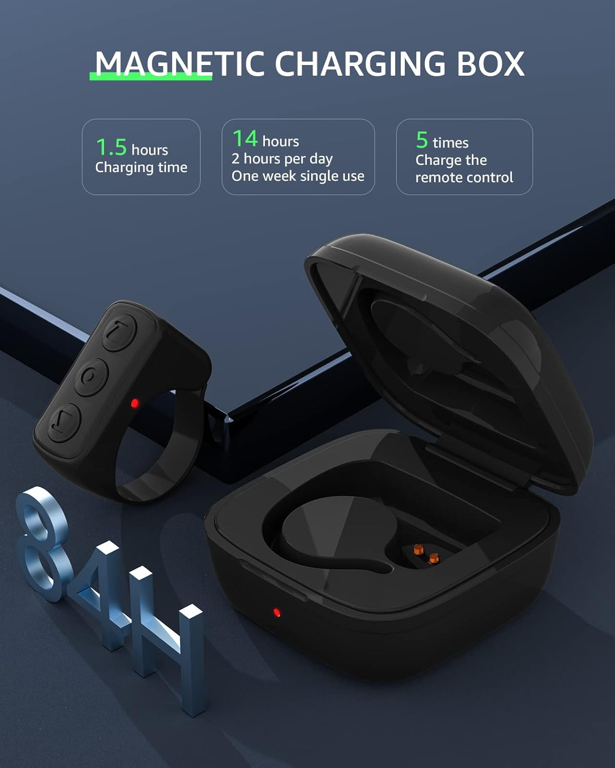 Fingertip Bluetooth Remote Control TIK TOK Wireless Page Turner TYUOBOX Camera Remote Shutter Selfie Button Controller with Charging Case for Iphone Android Ipad Cell Phone (Black) - Pink image number 6