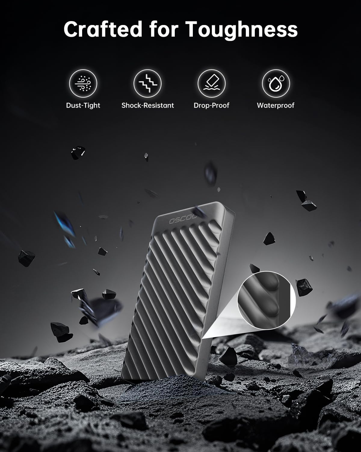 OSCOO 1TB Portable SSD &ndash; USB 3.2 Gen 2X2 External Solid State Drive, up to 2000Mb/S, Dual USB-C & USB-A, Compatible with Smartphones, Laptops, Tablets, Smart Tvs, Cameras, Game Consoles image number 1