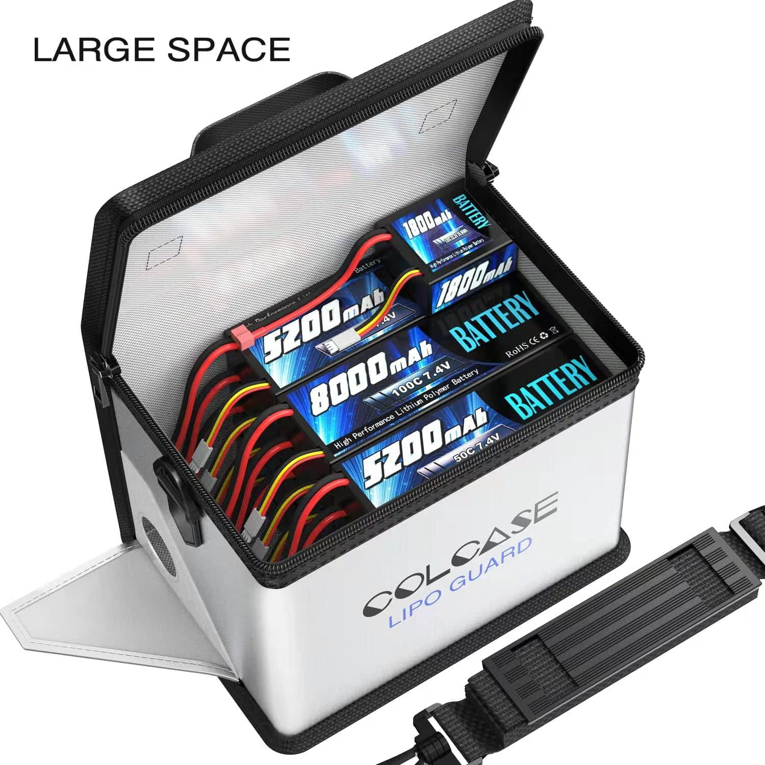 COLCASE Fireproof Explosionproof Lipo Safe Bag for Lipo Battery Storage and Charging, Large Space Highly Sturdy Double Zipper Lipo Battery Guard (198X150X135Mm) image number 6