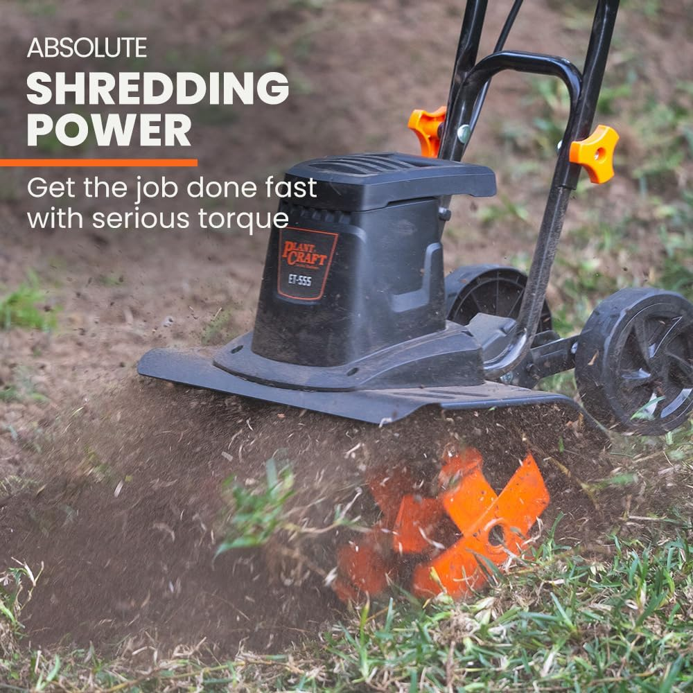 Plantcraft Electric Rotary Hoe Garden Tiller Soil Cultivator, Adjustable Depth, 6 Tines image number 2