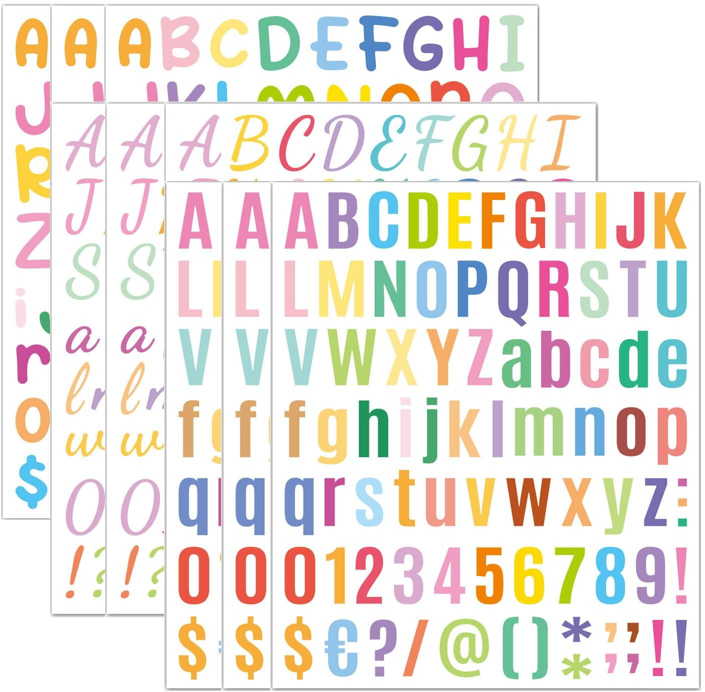 Mtxorvix Letter Stickers, 9 Sheets Colorful Self Adhesive Alphabet Number Stickers, for Decoration Arts, DIY Crafts, Scrapbook, Card Gift Wrapping, for Home, Classroom Decor image number 6