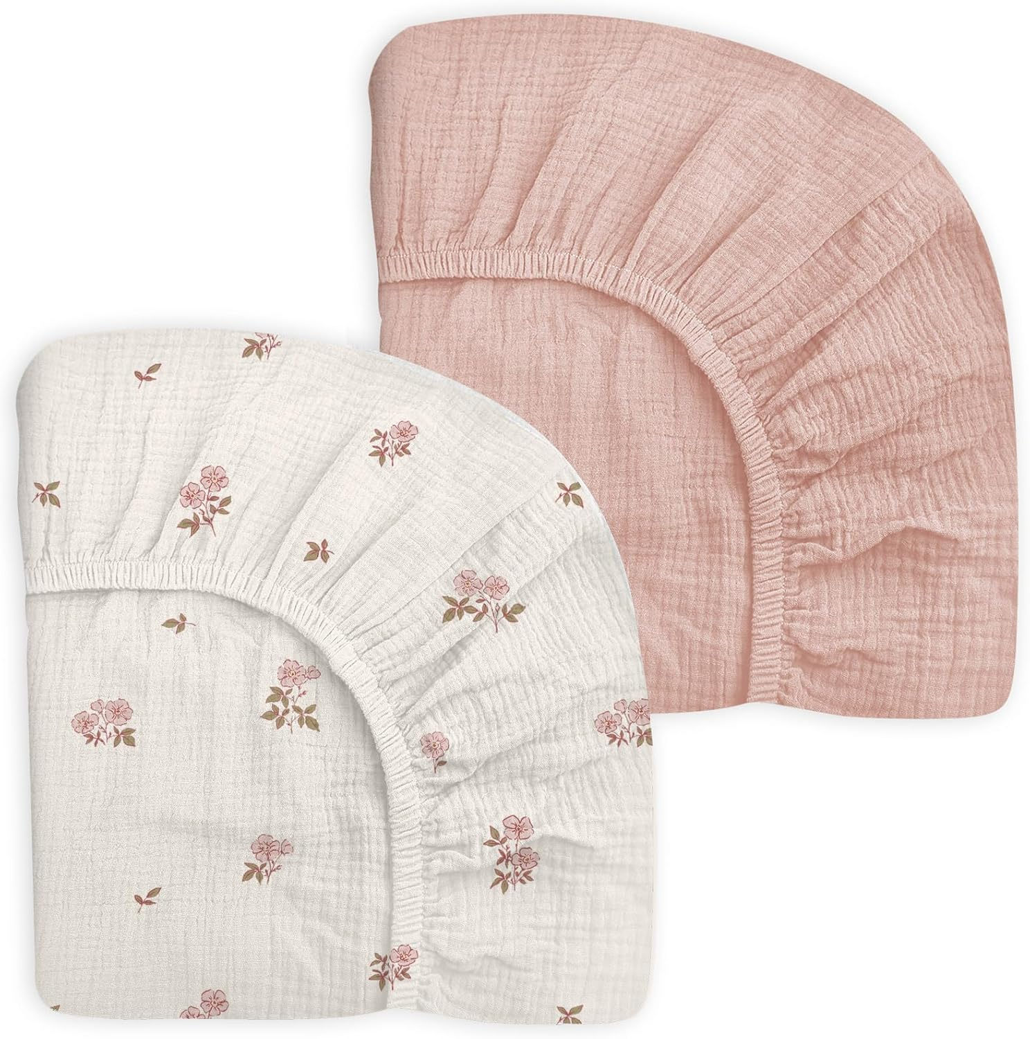 Bassinet Sheet for Baby Boy and Girl, Fitted Sheets for Rectangle, Oval, Hourglass Bassinet Mattress, Muslin Moses Basket Sheets with Neutral Style (White) image number 6