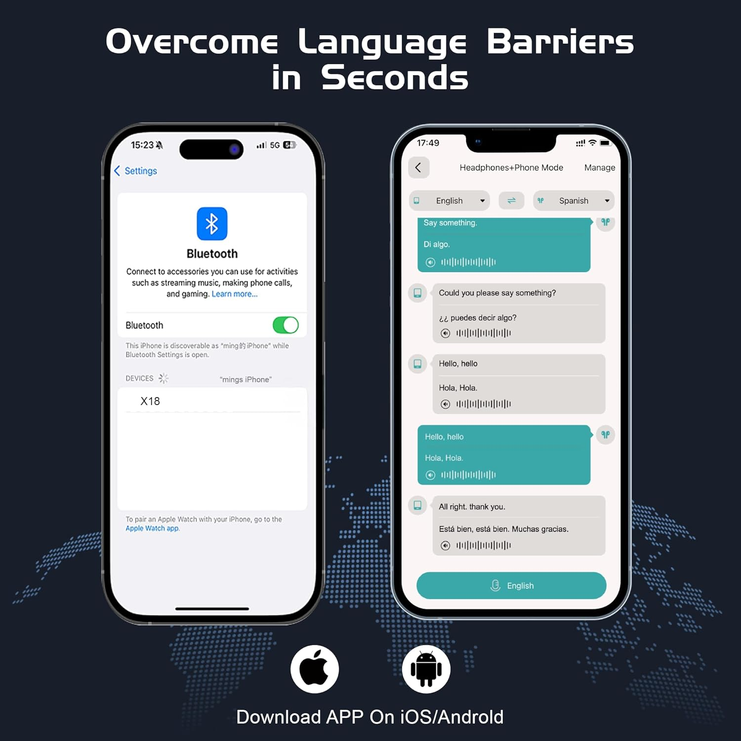 IAMJOY Language Translation Earbuds, 163 Two Way AI Translator Earbuds Language Translator OWS Earbuds Real Time 3-In-1 Online Translator Device with APP Fit Ios ＆ Android for Travel Business Learning image number 3