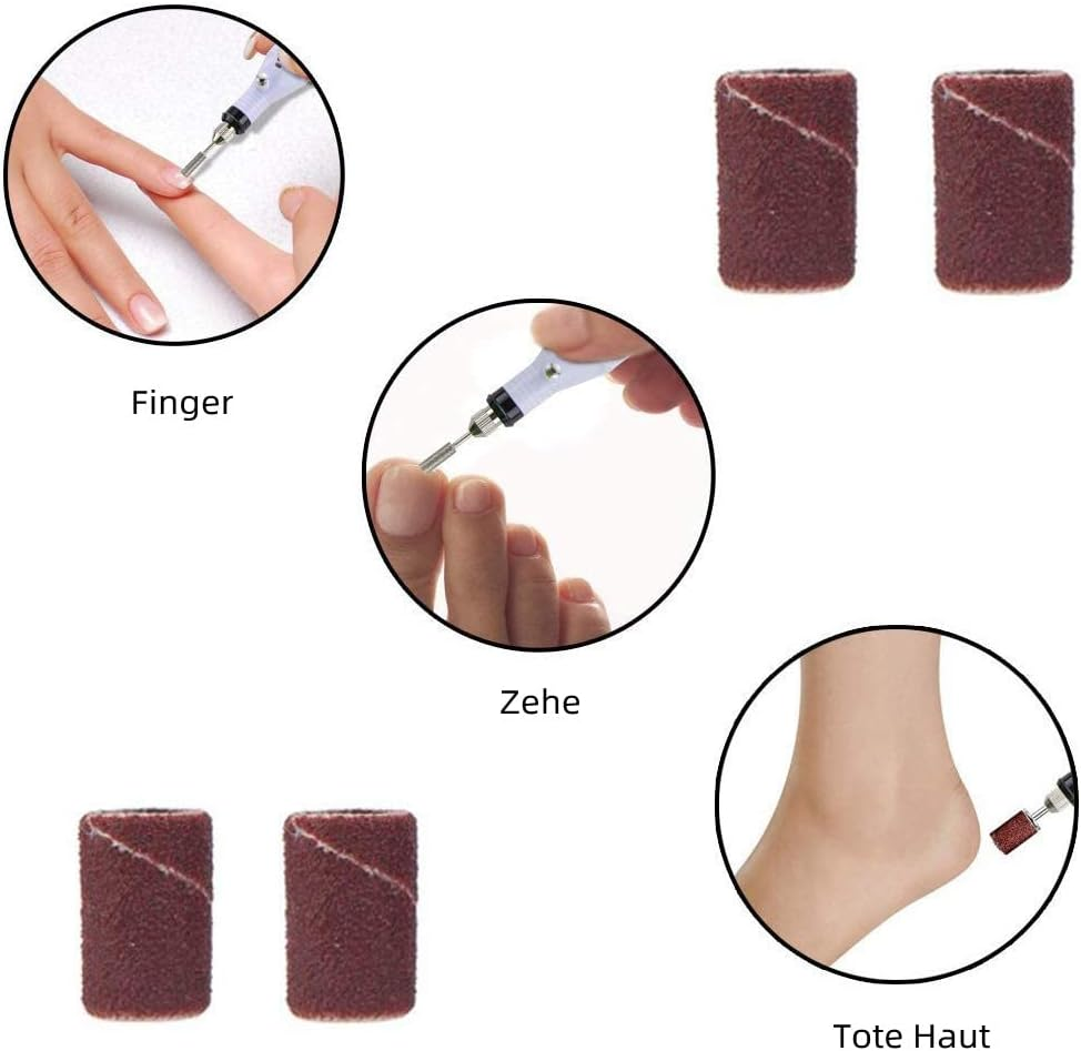 Voarge Pack of 100 Sanding Caps Drill Sanding Bands, 180 Inch Nail Cutter Attachment for Manicure Pedicure Nail Design Nail Art Nail Care image number 6