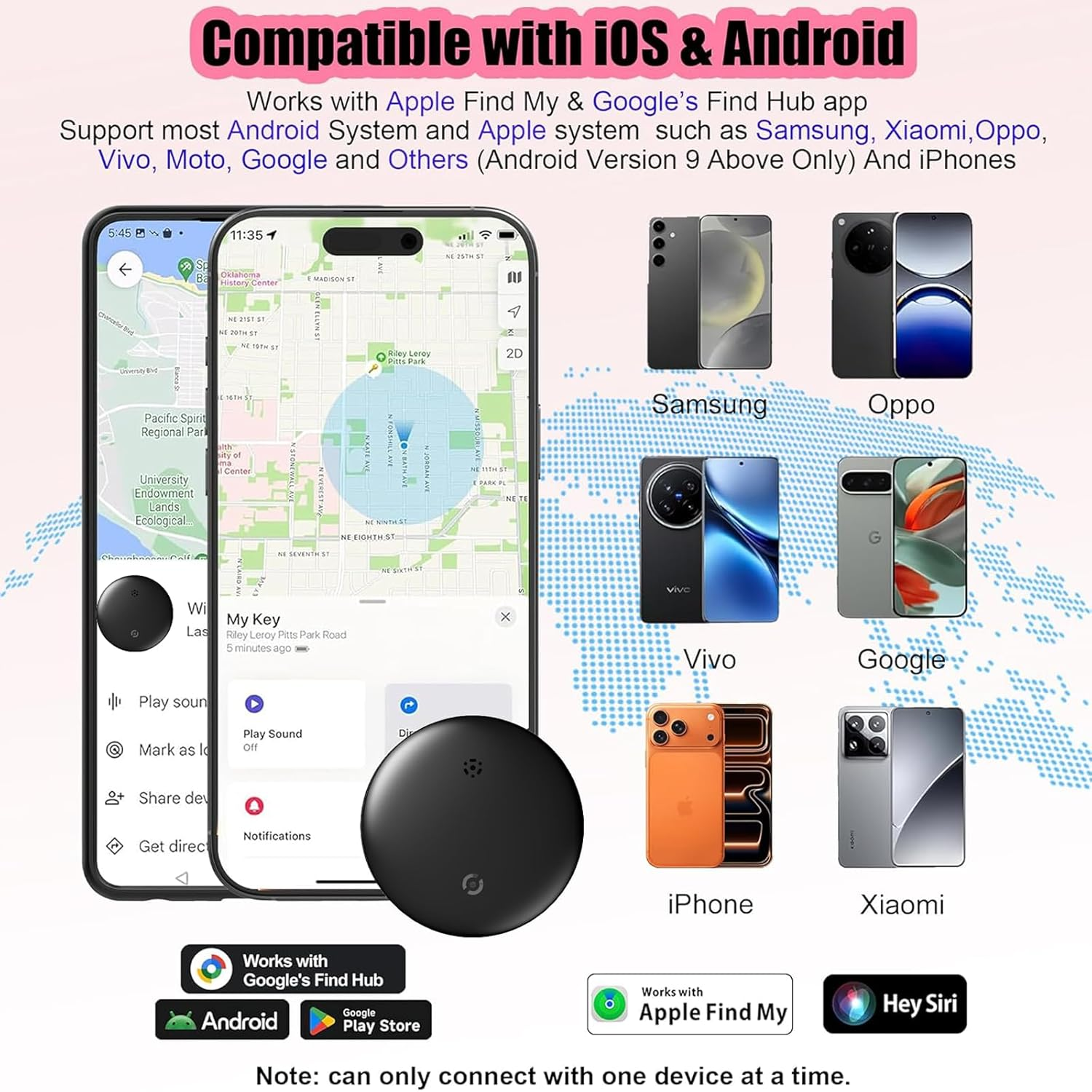 Tracker Smart Tags Android & Ios-Dual System Bluetooth Luggag Tracker Keys Finder/Item Locator Work with Apple Find My (Ios)&Google'S Find Hub(Android) for Key,Backpack,Luggage Black (1 Pack) image number 1