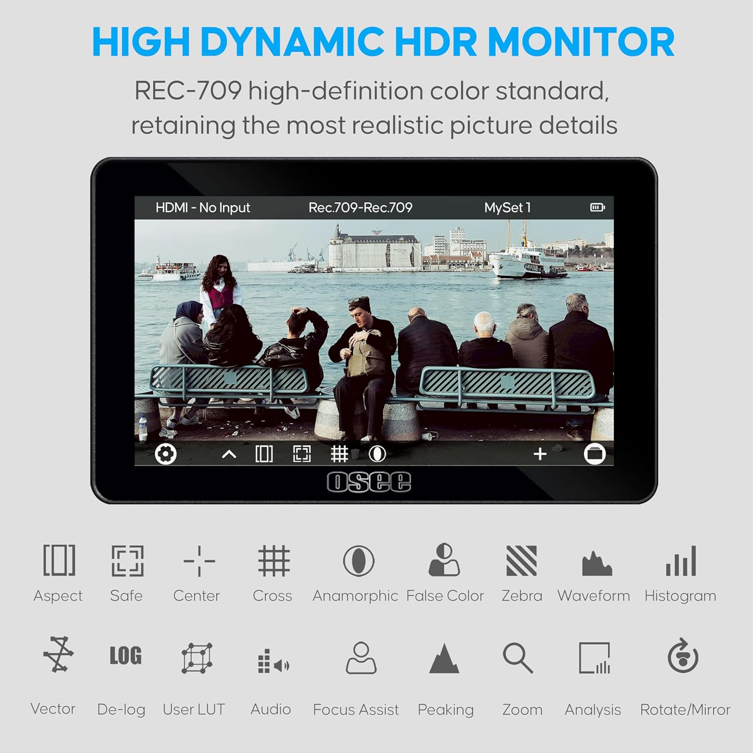 Osee Lilmon 5 Camera Monitor 5.5 Inch 1000Nits High-Bright Touch Screen Camera Field Monitor with 3D LUT HDR 4K HDMI in and Out Exposure Focus Assist Waveform for DSLR image number 1