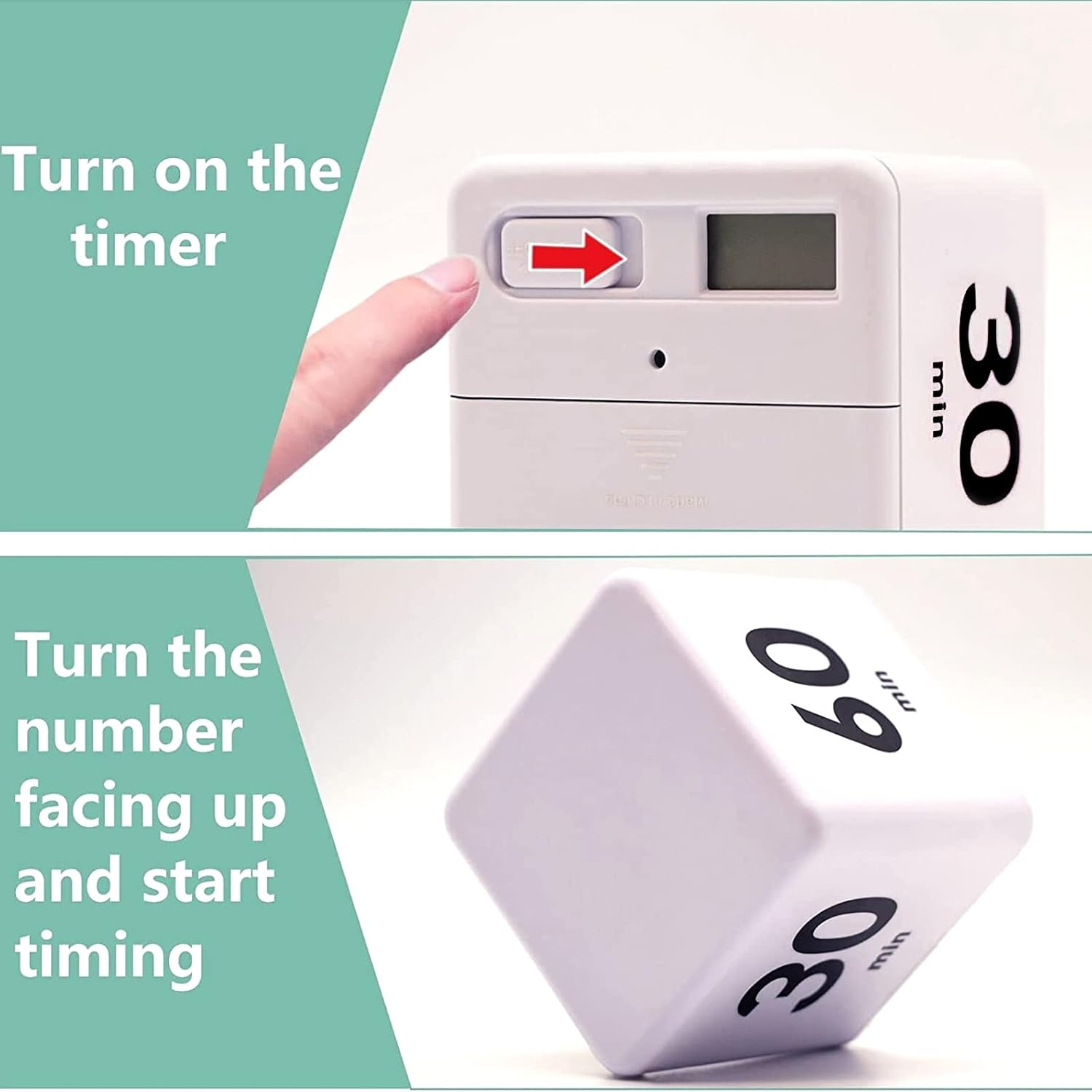 Cube Timer, Time Management and Countdown Settings with Gravity Sensor Flip Timer for Studying, Cooking, Reading, Exercise (15-20-30-60 Minutes) White image number 1