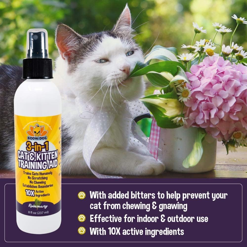 3-In-1 Cat & Kitten Training Aid with Bitter | Cat Training Spray for Indoor and Outdoor Use | anti Scratch Furniture Protector | Establish Boundaries & Keep Cat off | Made in the USA (8Oz) image number 1