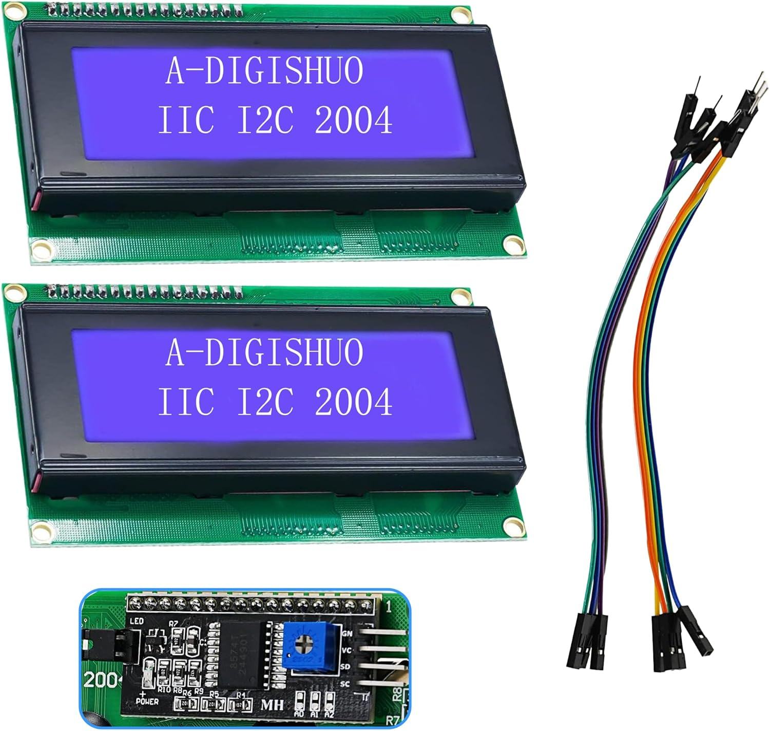 A-DIGISHUO 2Pcs IIC I2C 2004 LCD Module 20X04 LCD Screen Module Display for Arduino Raspberry Pi (2Pcs 2004 LCD) image number 1