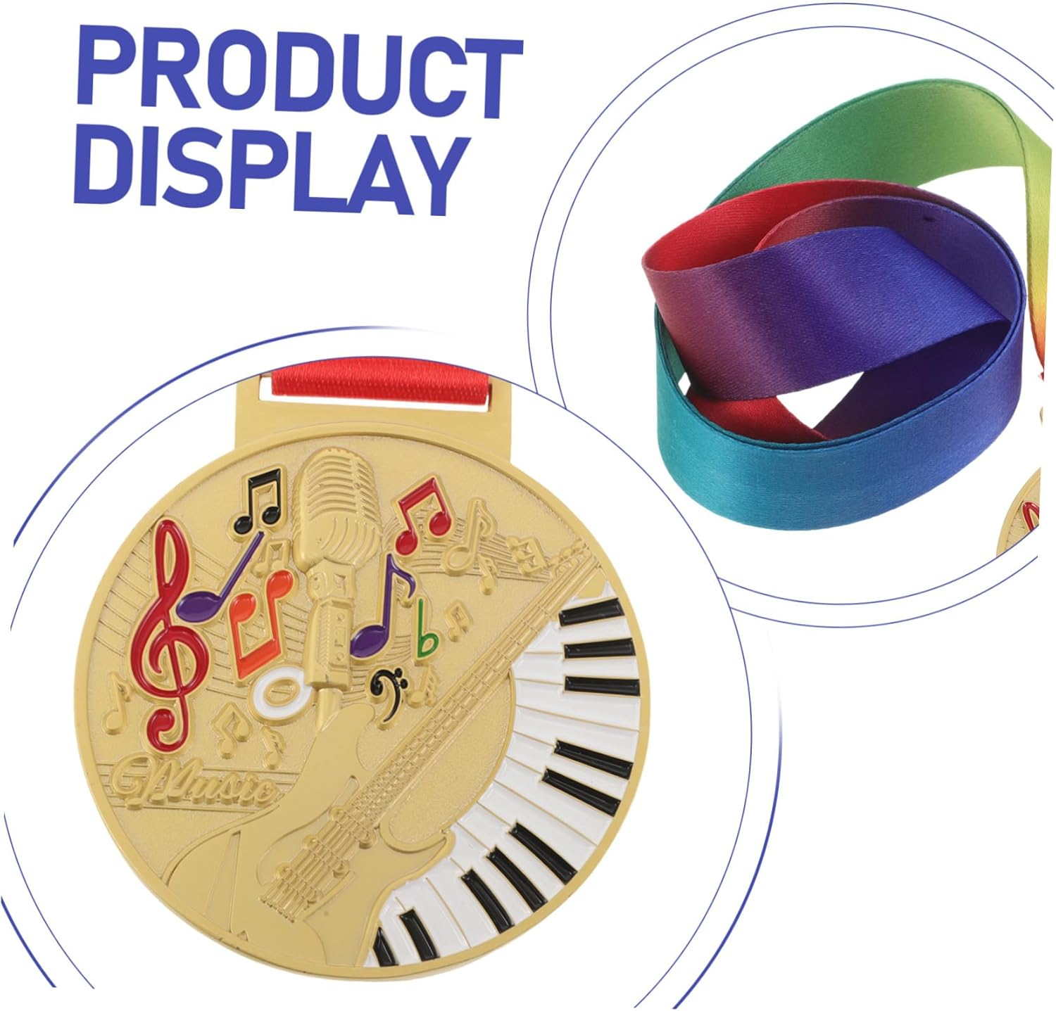 Abaodam Music Note Award Medals with Neck Ribbon for Zinc Alloy Musical Competition Medals Shows Performances and Awards Keepsake image number 1
