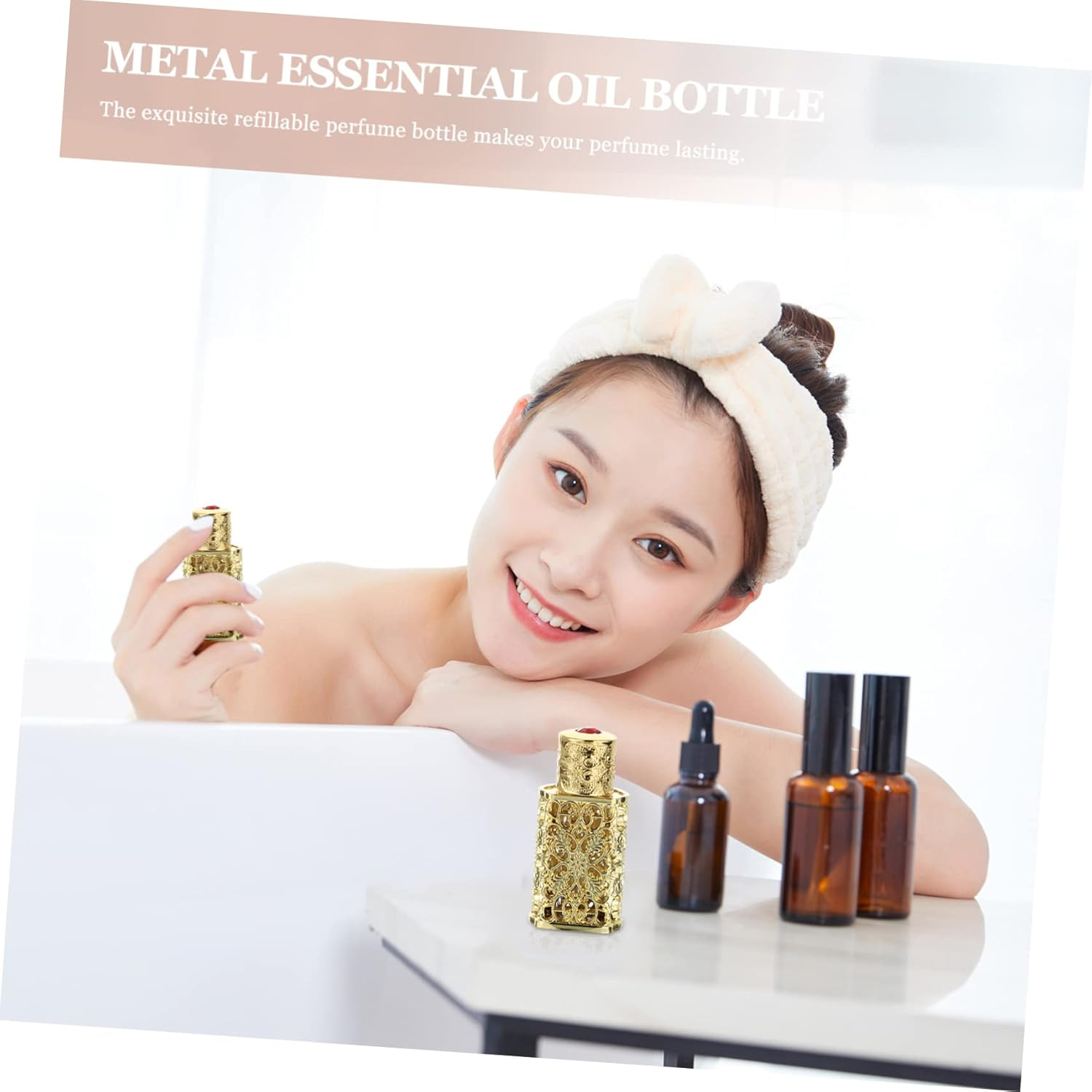 3Pcs Spray Bottle Hollow Flower Engraving Antique Design Essential Oil and Perfume Storage for Travel Crafts and Daily Use