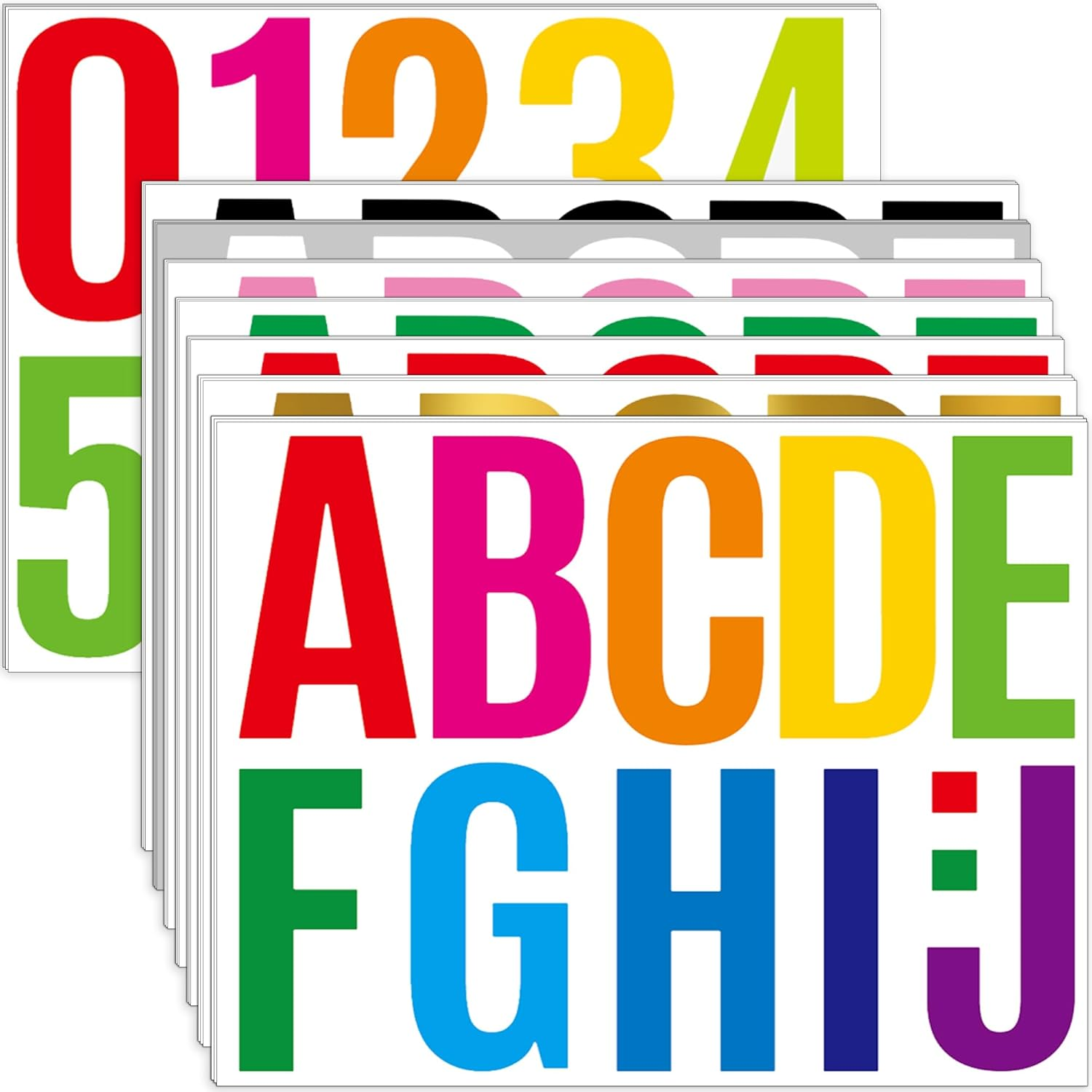 24 Sheets Letter Stickers Bulletin Board Letters Large 4 Inch Vinyl Alphabet Stickers Big ABC Numbers Peel and Stick for Poster Board Classroom Mailbox Crafts Window Door Decoration (Black)