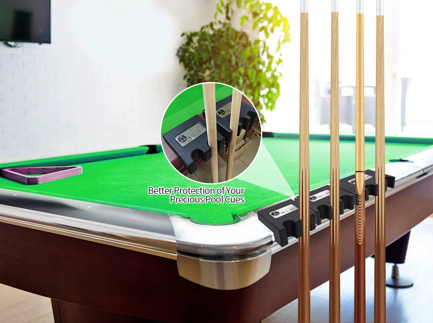 Pool Cue Holder, 4-Cue Portable Pool Stick Holder for Table, Weighted & Durable Billiard Cue Holder, Mini Stick Holder for Pool Cues, Pool Cue Holder Claw image number 2