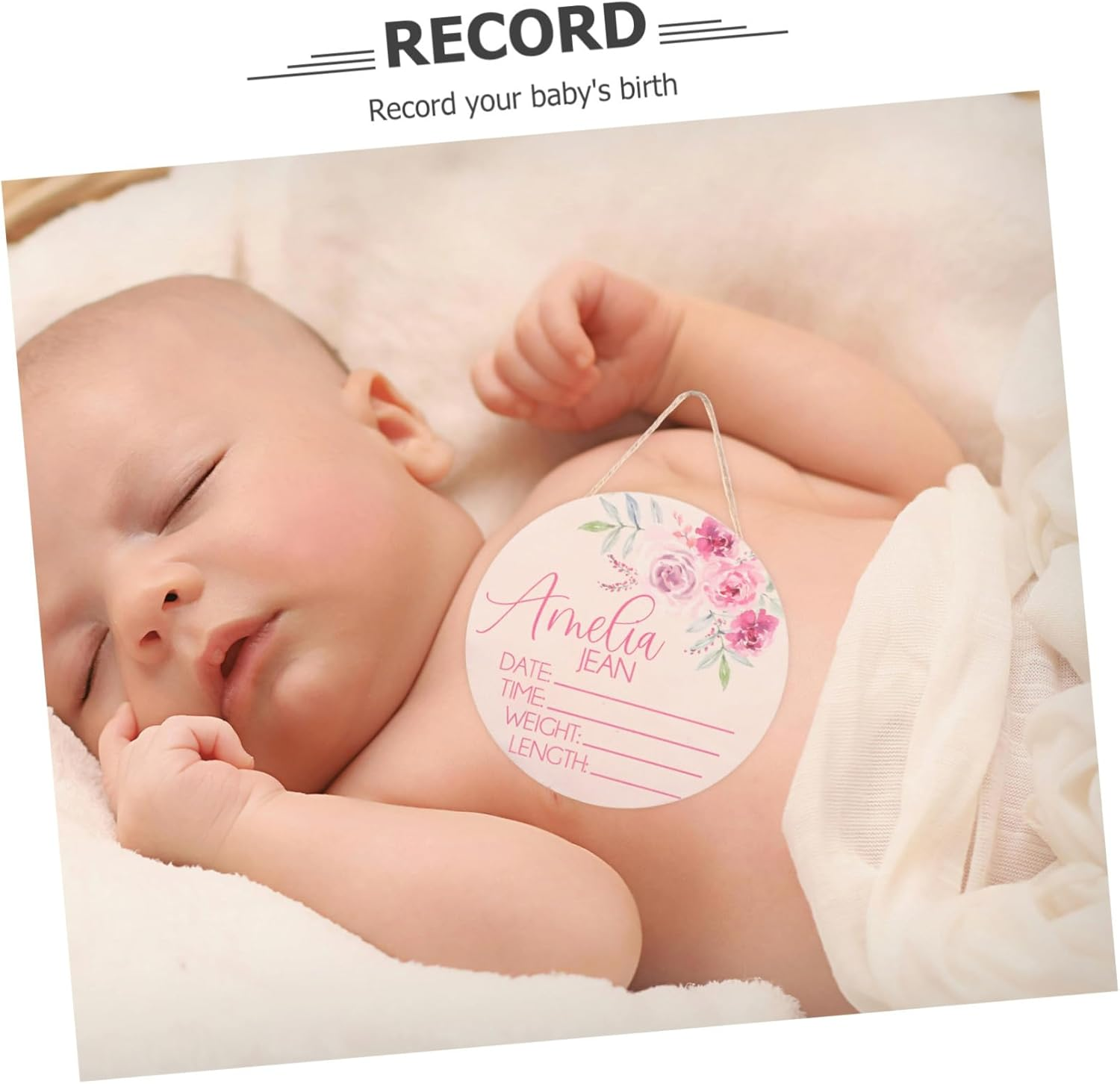 2Pcs Wooden Name Announcement Sign for Newborns Hospital Birth Display Plaque Nursery Name Plaque for Photo Props and Growth Records image number 6