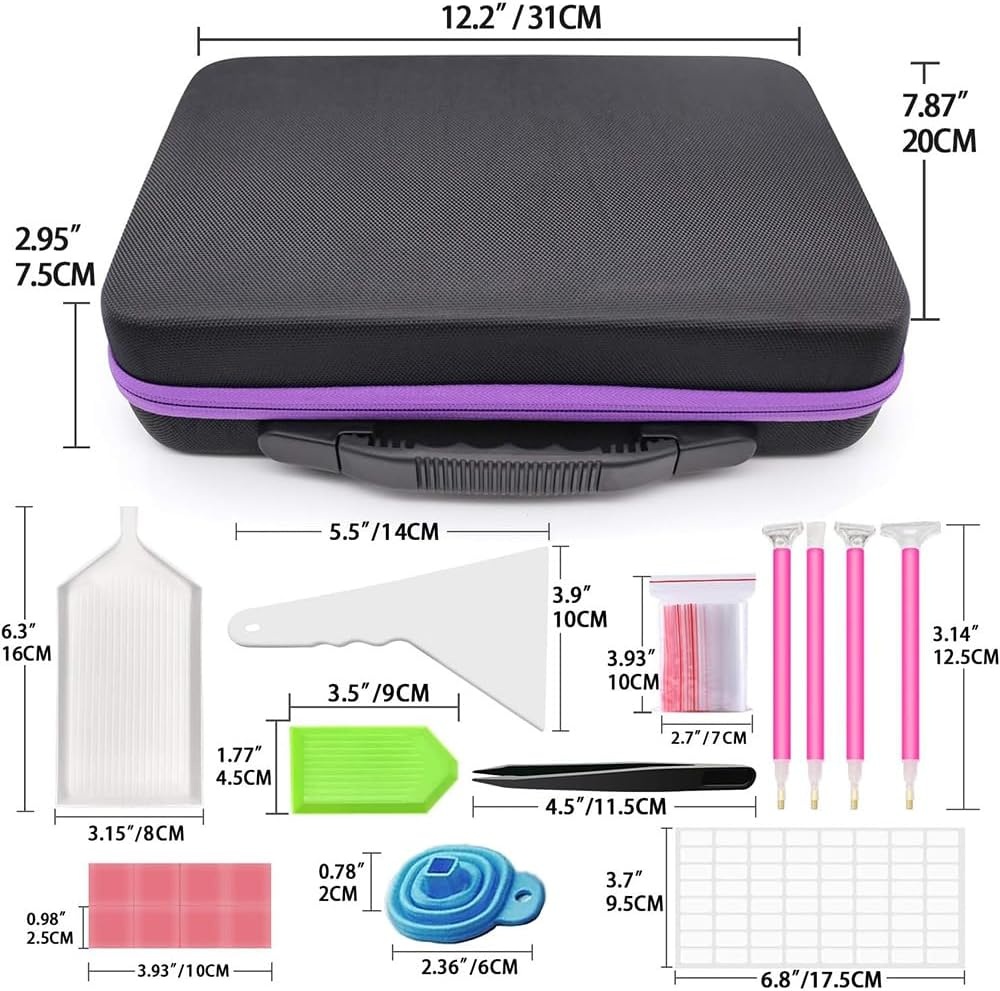 60 Grids Diamond Painting Storage Case with Tools &ndash; EVA Bead Organizer Box with Containers &ndash; Portable Kit for Rhinestones, Glitter, Crafts, Jewelry, Seeds, Makeup &ndash; 30 X 20 X 7.5 CM image number 4