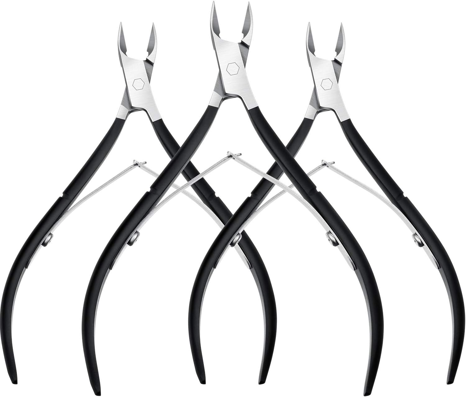 Mudder 3 Packs Cuticle Nippers Cutter Tool Stainless Steel Nail Cuticle Trimmer Remover with Pointed Blade Scissors Pedicure Manicure Tool for Fingernails Nails Care and Toenails(Silver)