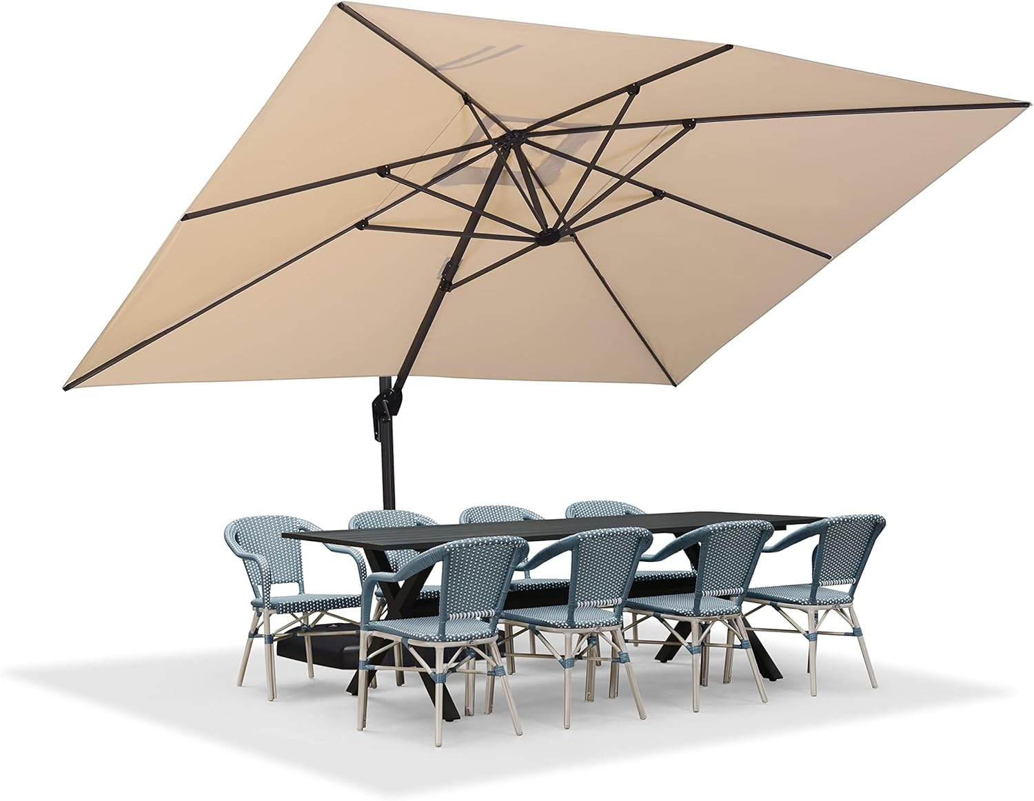 3X4 M Large Patio Umbrella Outdoor, Cantilever Umbrella with Crank Handle and Tilt, Offset Umbrella for Deck and Outdoor