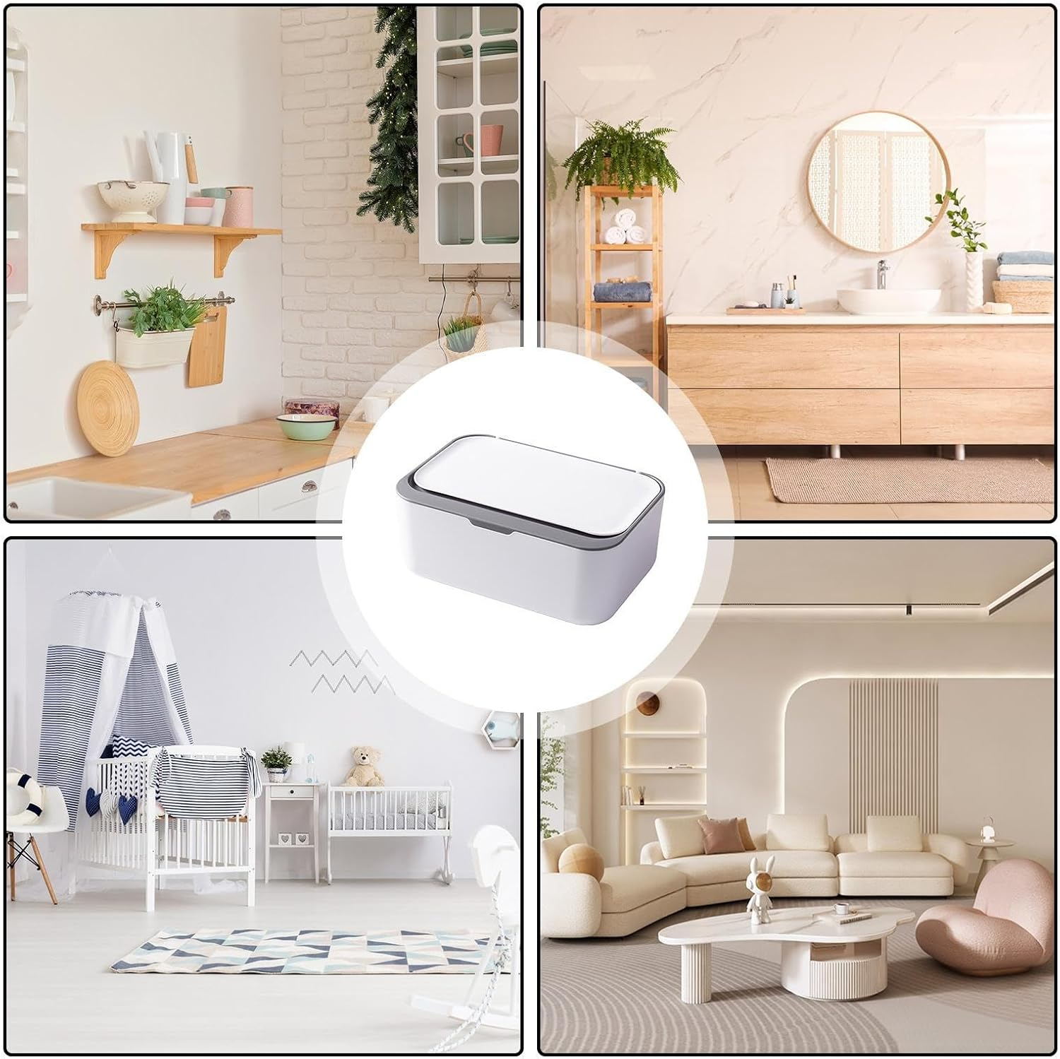 Wet Wipes Dispenser Container Box, Wet Napkin Storage Box Holder, Refillable Paper Tissue Case, Tissue Storage Box with Lid for Home Kitchen Bathroom Offices Car, Keep Wipes Fresh and Clean