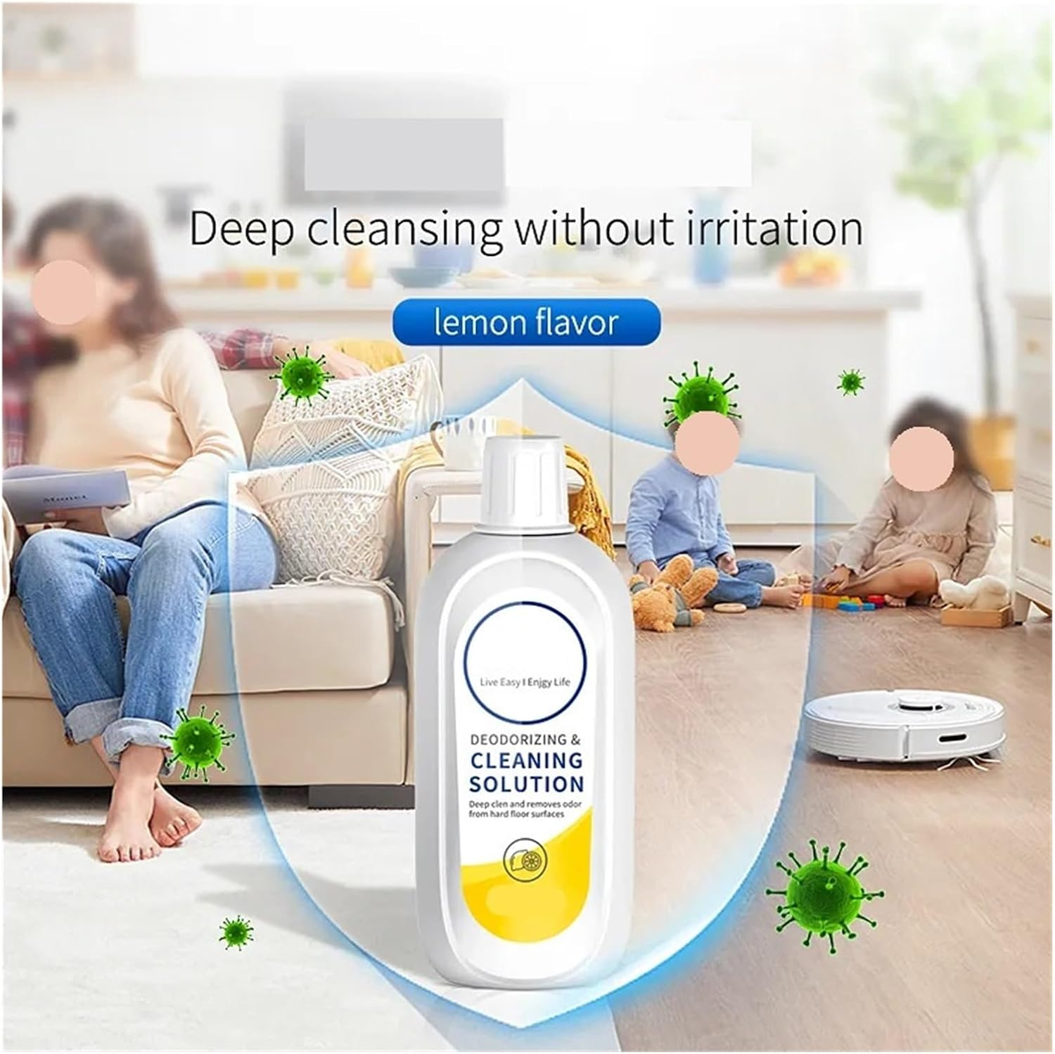 2 Bottle Floor Cleaning Solution Compatible with Tineco, Deep Cleans for Multiple Hard Floors, Suitable with All Robot Vacuums with Mopping and Cordless Wet/Dry Vacuum Mop Cleaner -Lemon image number 1