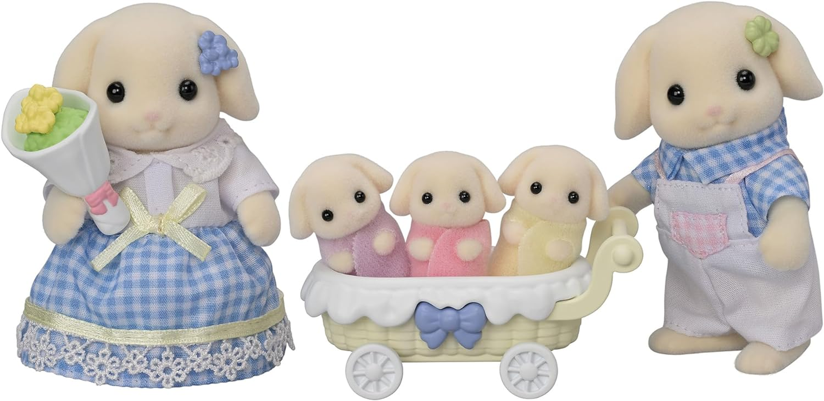 Sylvanian Families - 5735 Flora Rabbit Family - Dollhouse Playsets, ['Blue', 'Checkered'] image number 6
