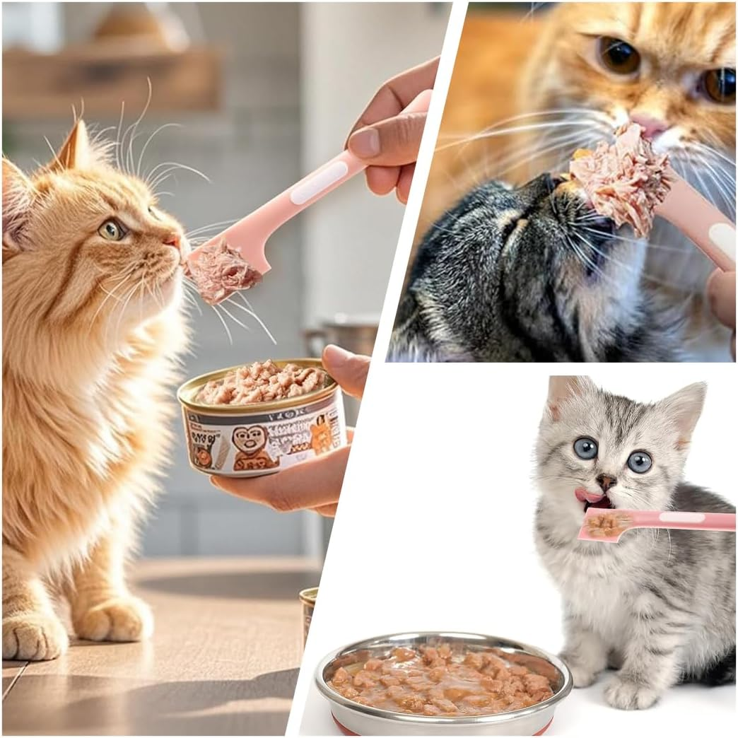 OUDQFCJ Pack of 3 Silicone Cat Food Spoons, Cat Feeding Spoon, Canning Spoon, Pet Food Spoon, Mixing Spoon (Long) image number 5