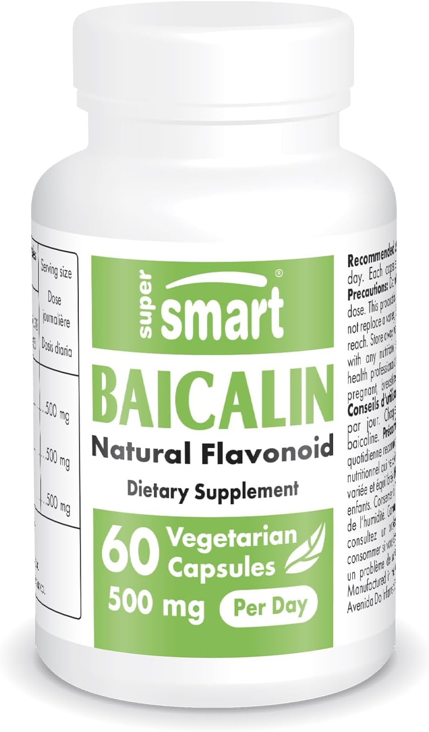 Supersmart - Baicalin 500 Mg per Serving - Scutellaria Baicalensis Extract - Natural Alternatives to Benzodiazepines - Combats Anxiety | Non-Gmo & Gluten Free - 60 Vegetarian Capsules image number 6