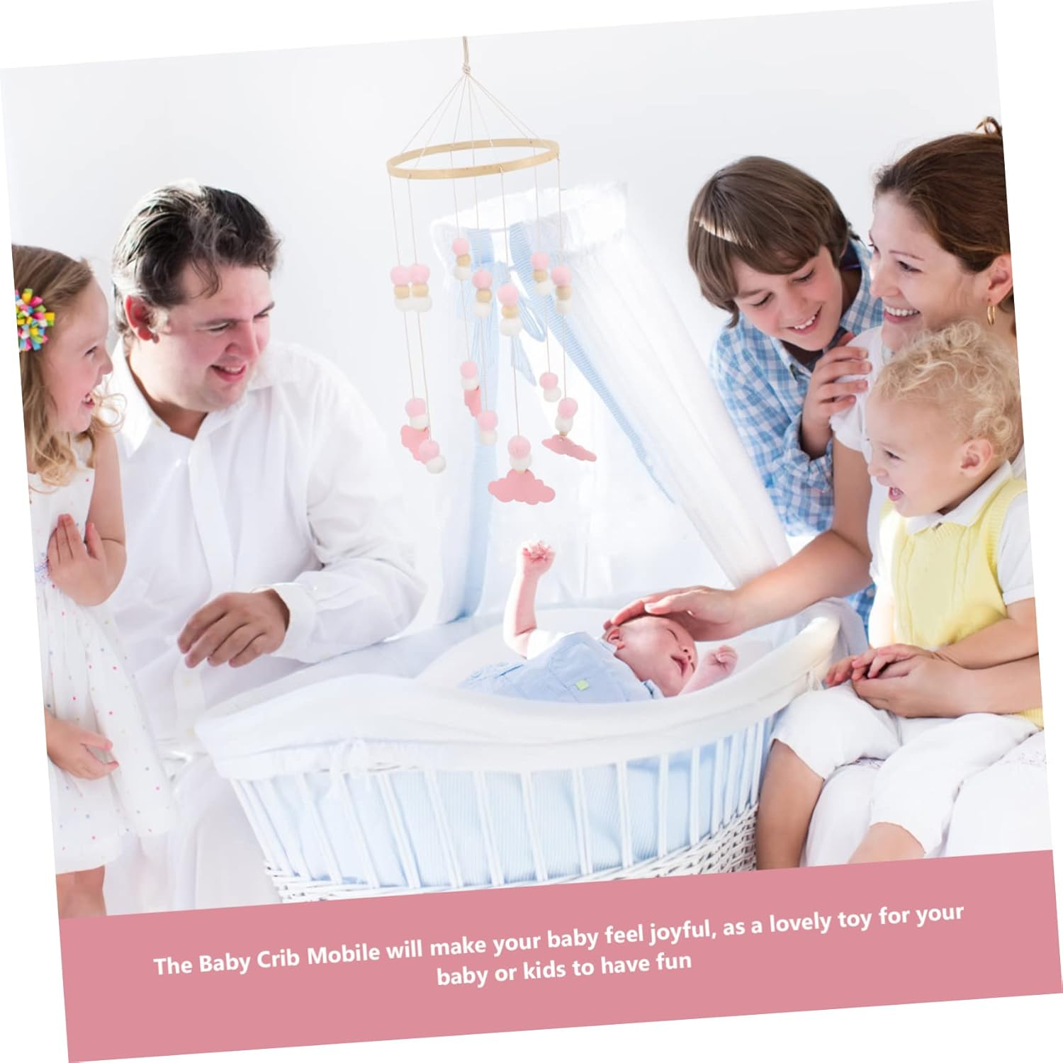 Mobile Wind Chime with Felt Balls Cute Elephant Crib Pendant for Nursery Decoration Safe Hanging for Room Promotes Hand Eye Coordination and Visual Development image number 1