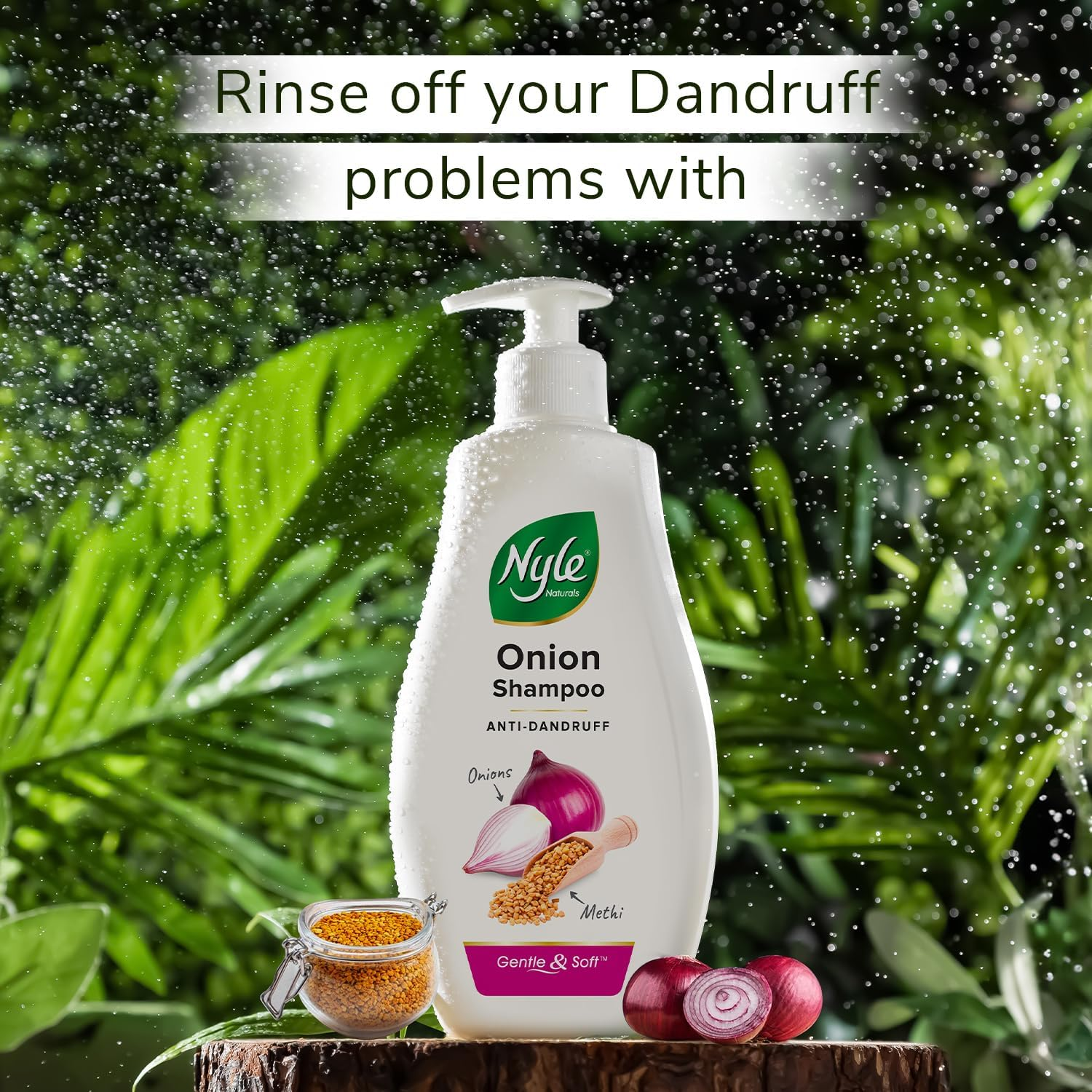 Nyle Naturals Onion and Methi anti Dandruff 2 In1 Shampoo with Active Conditioner, 800Ml image number 5