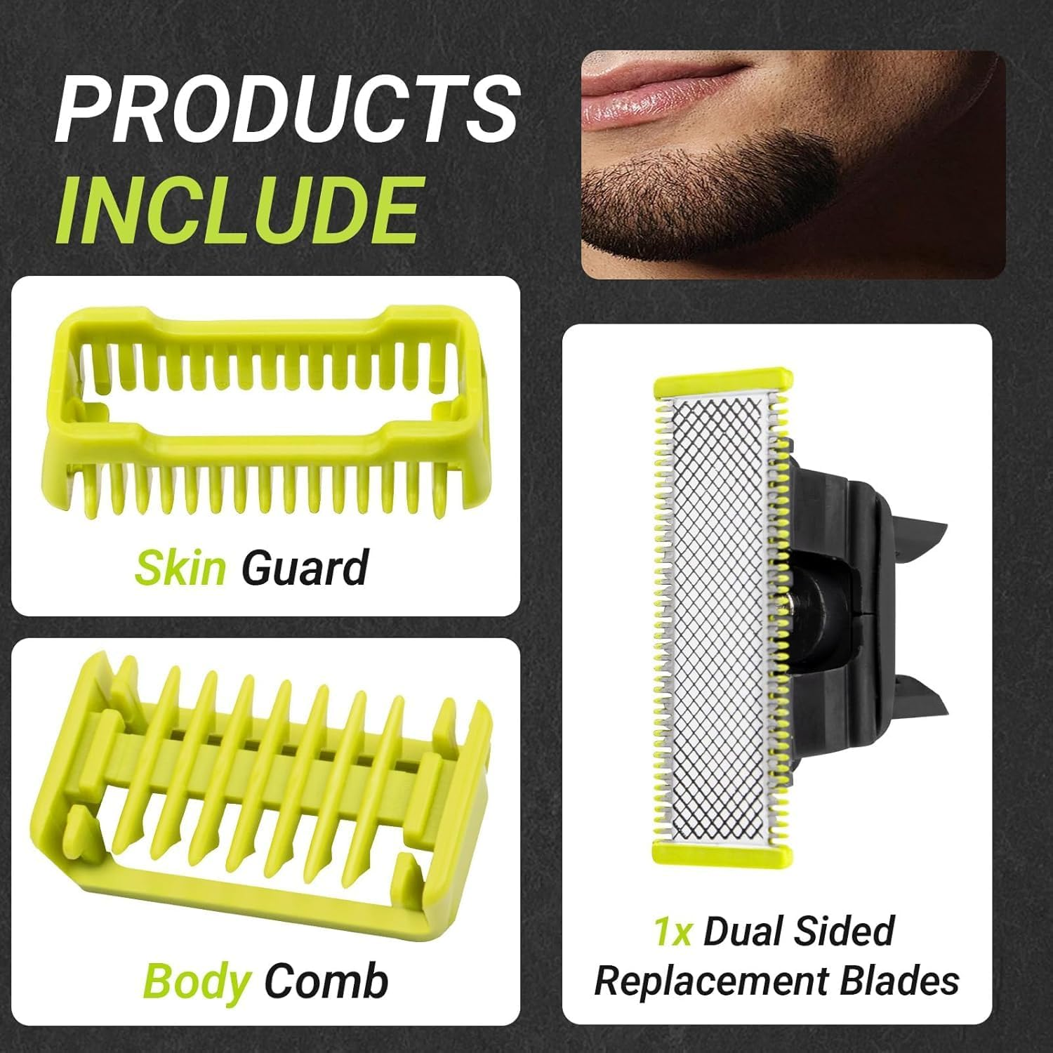 Replacement Blades for Philips,Oneblade Stainless Steel Original Replacement Blades for Philips - 2X Blades, 1X Body Ki,Compatible with All Oneblade Electric Razors (Model QP620/QP250/50)