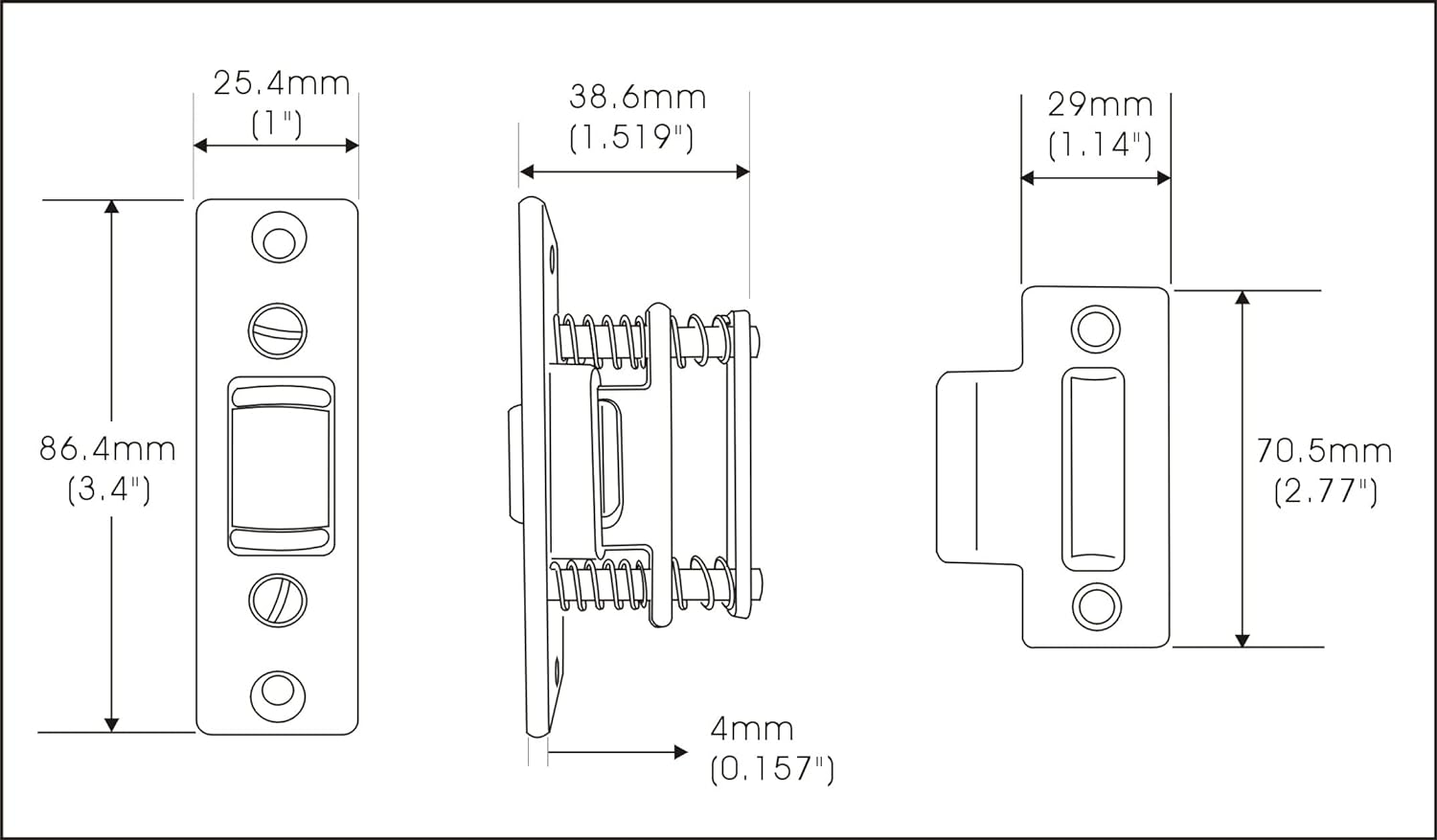 QCAA Heavy Duty Solid Brass Adjustable Silent Roller Catch, US10B ORB Oil Rubbed Bronze, Made in Taiwan, 1 Pack image number 6